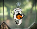 Halloween ghost stained glass suncatcher Horror decor Halloween gifts Custom stained glass window hanging