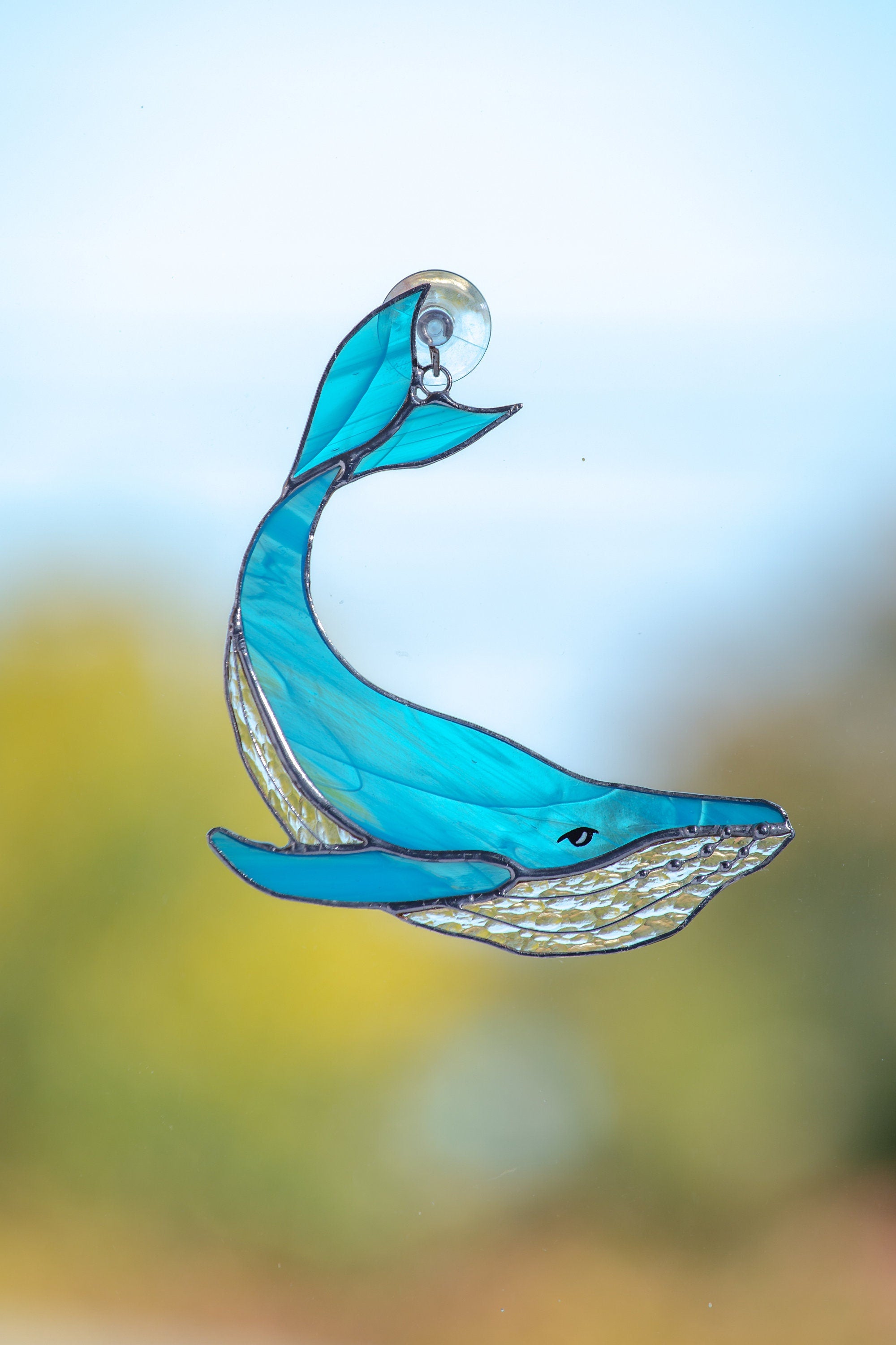 Stained glass whale suncatcher Mothers day gifts Sunshine party decor Ocean stained glass window hangings decor