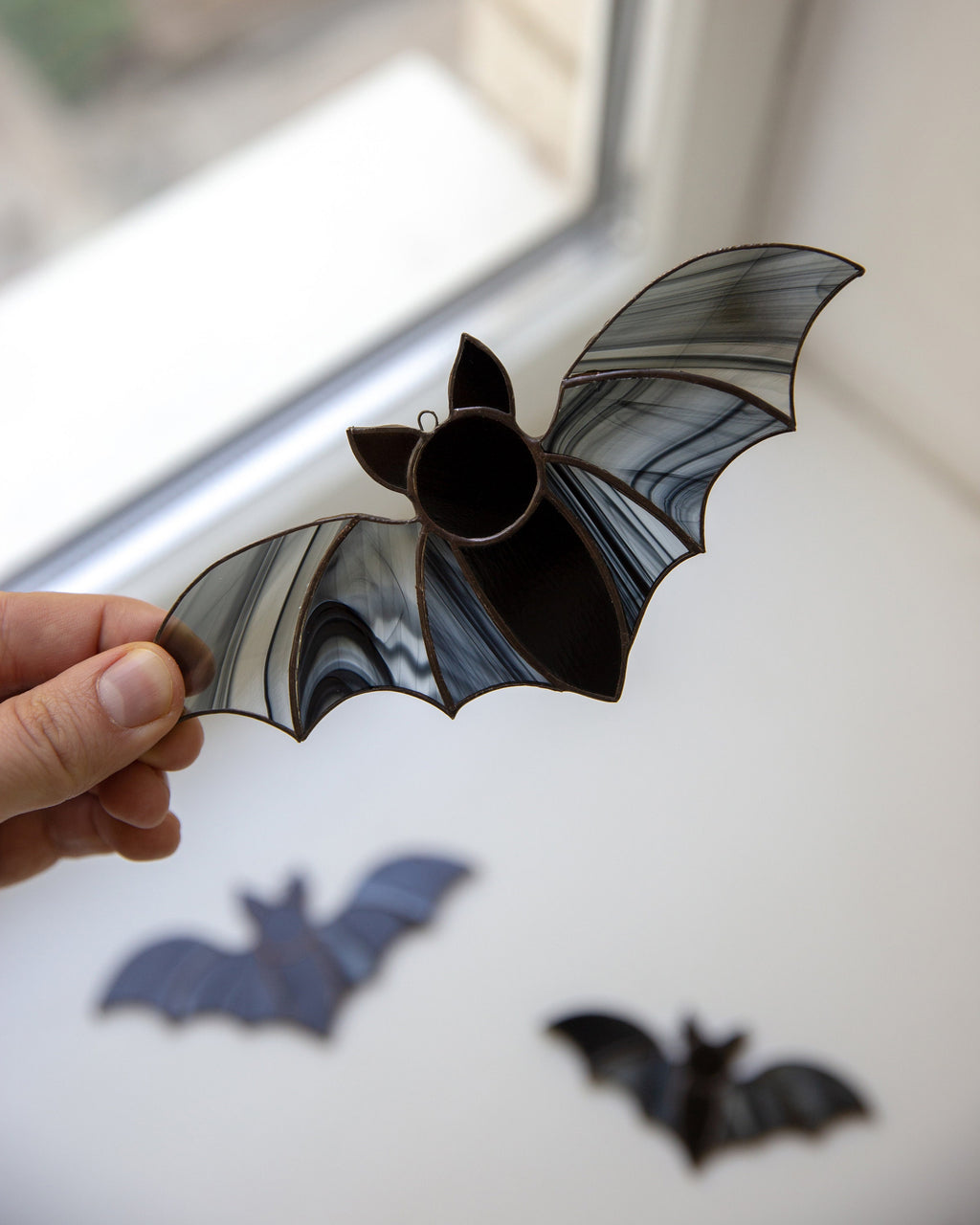 Halloween stained glass bat suncatcher Halloween gift Custom stained glass window hangings Halloween artwork Halloween stained glass horror