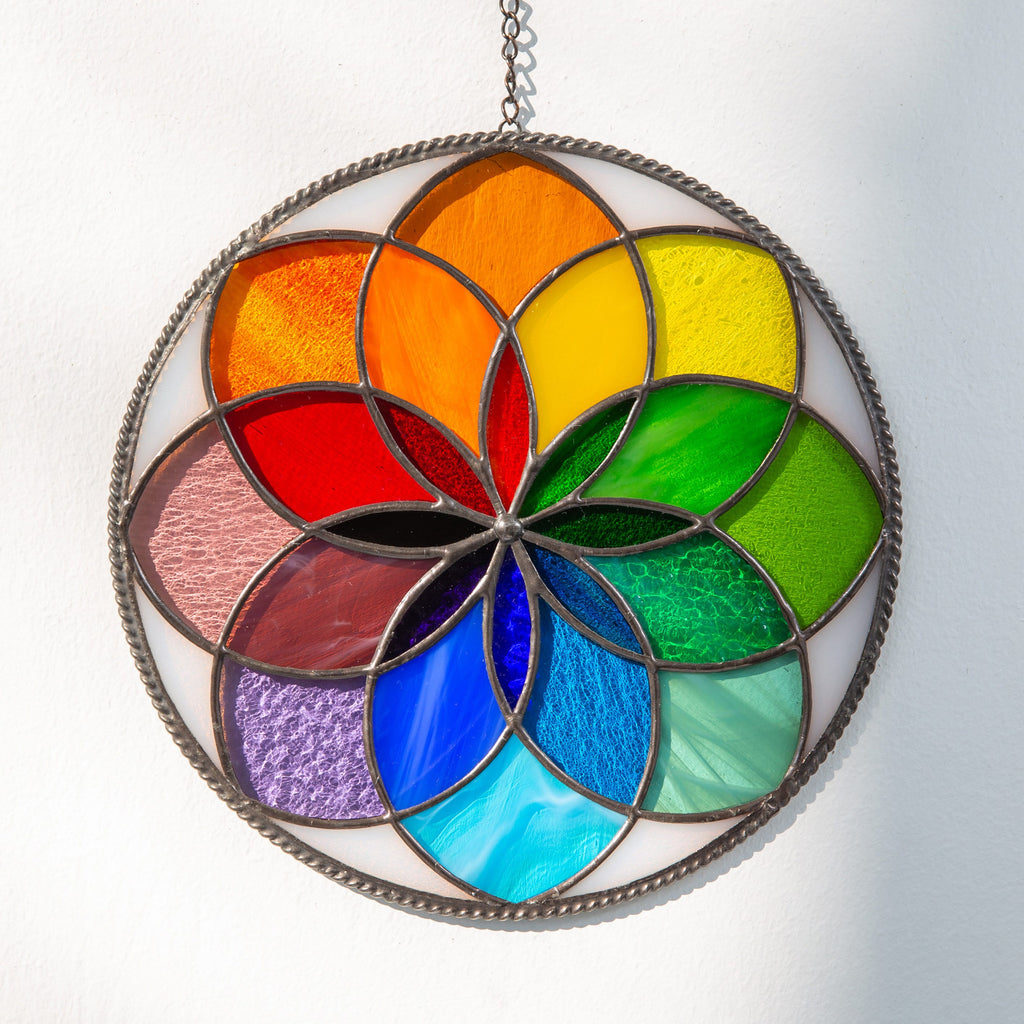 Mandala stained glass panel Unique gift for mom Sunshine party decor Rainbow stained glass window hangings Birthday gift
