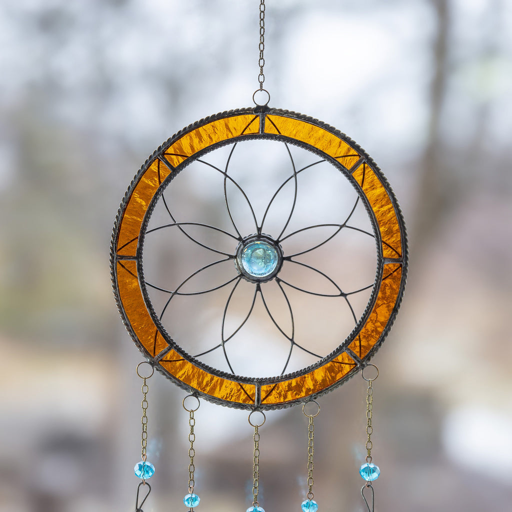 Stained glass feather dreamcatcher Unique gift for mom Home improvement Modern stained glass window hangings