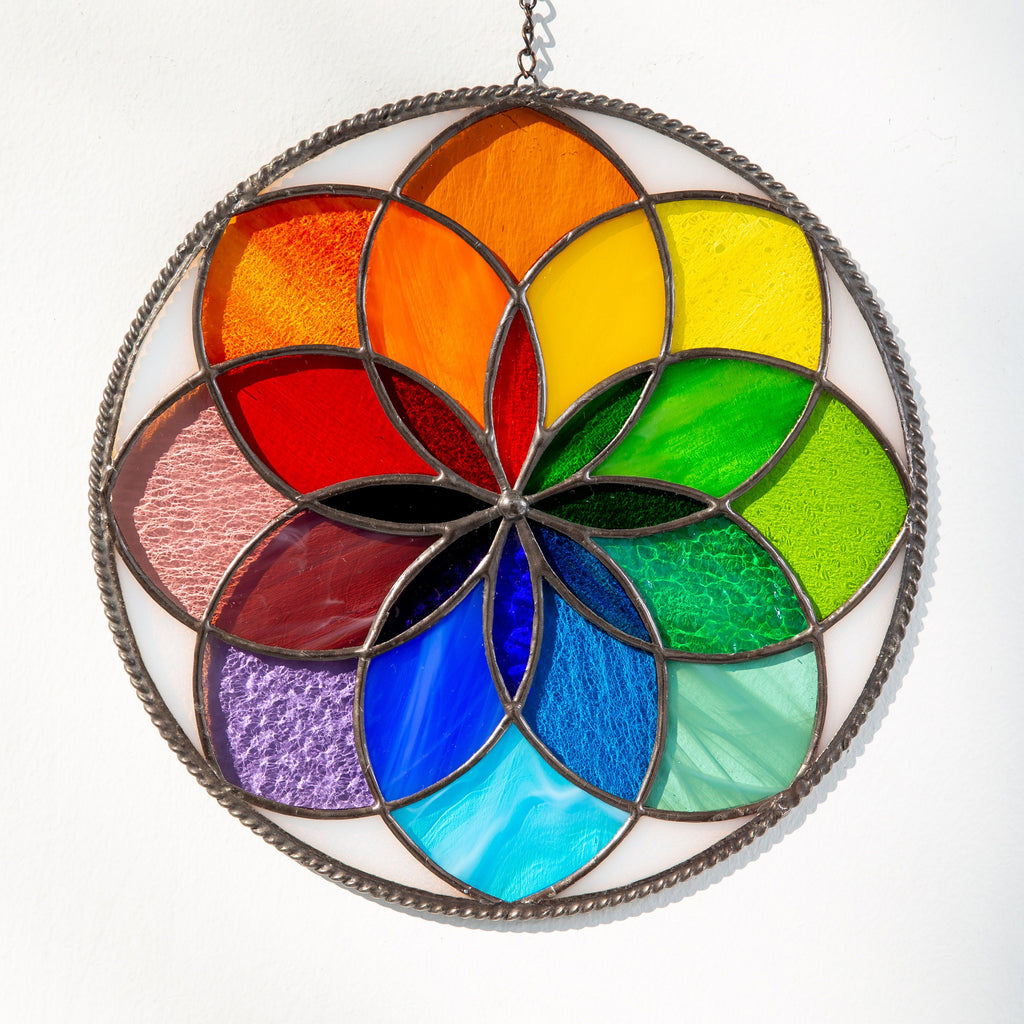 Mandala stained glass panel Unique gift for mom Sunshine party decor Rainbow stained glass window hangings Birthday gift