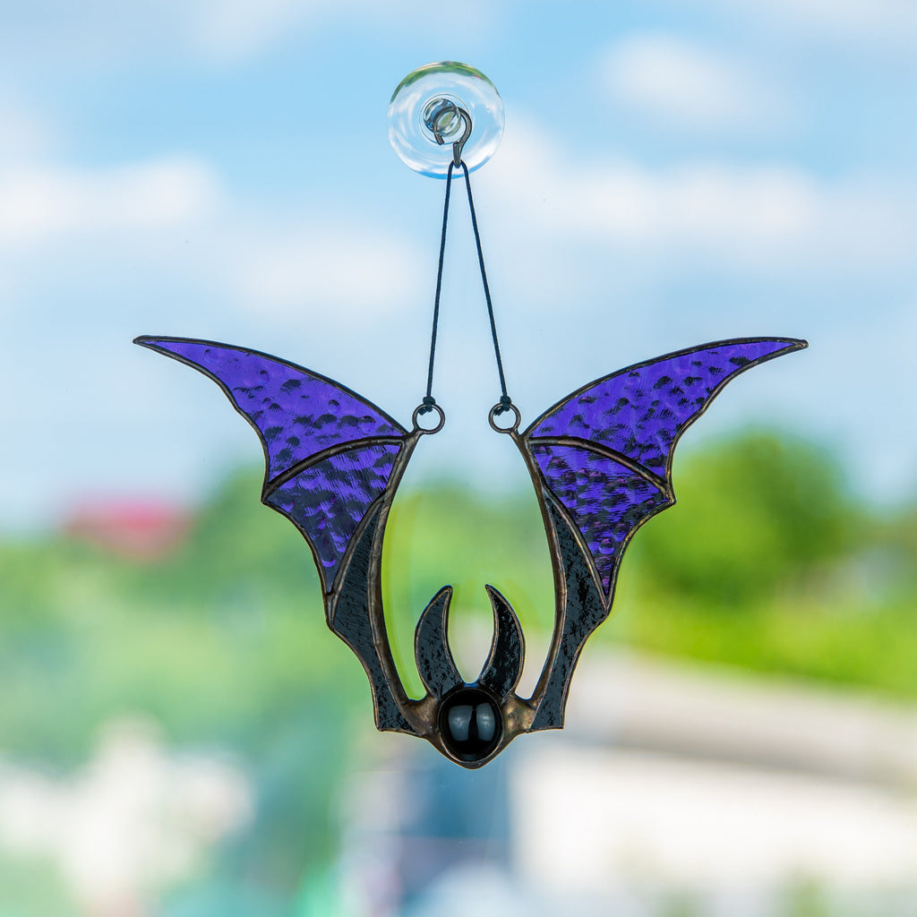 Halloween bat stained glass window hangings horror decor Halloween gift