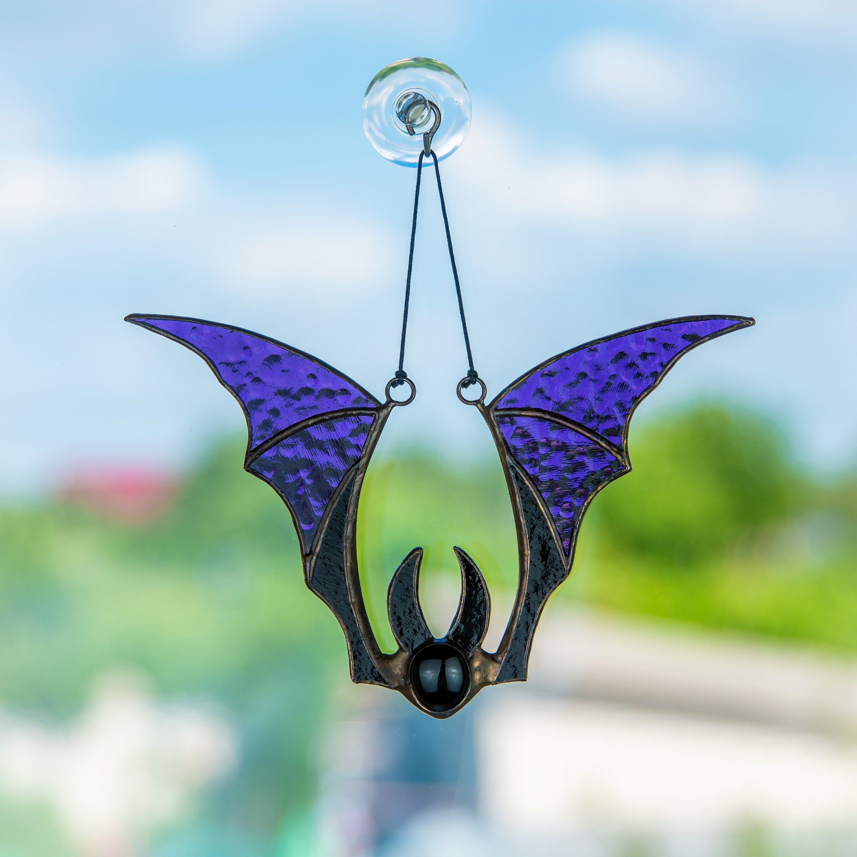 Halloween bat stained glass window hangings horror decor Halloween gift