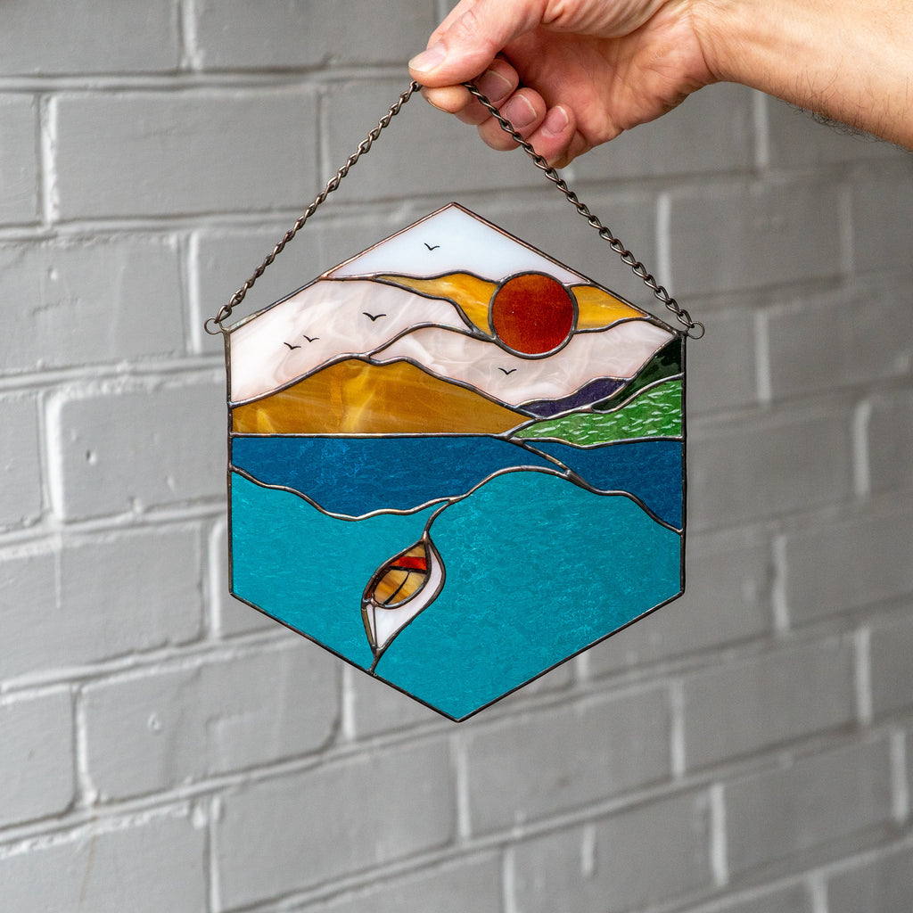 Nautical stained glass window hangings Grandma gifts Custom stained glass ornament Sea glass art Stained glass panel