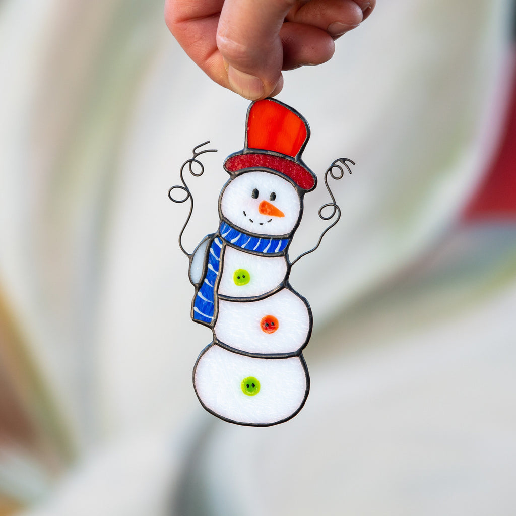 Stained glass snowman ornament Christmas gifts Glass Christmas ornaments stained glass window hangings Snowman stained glass suncatcher