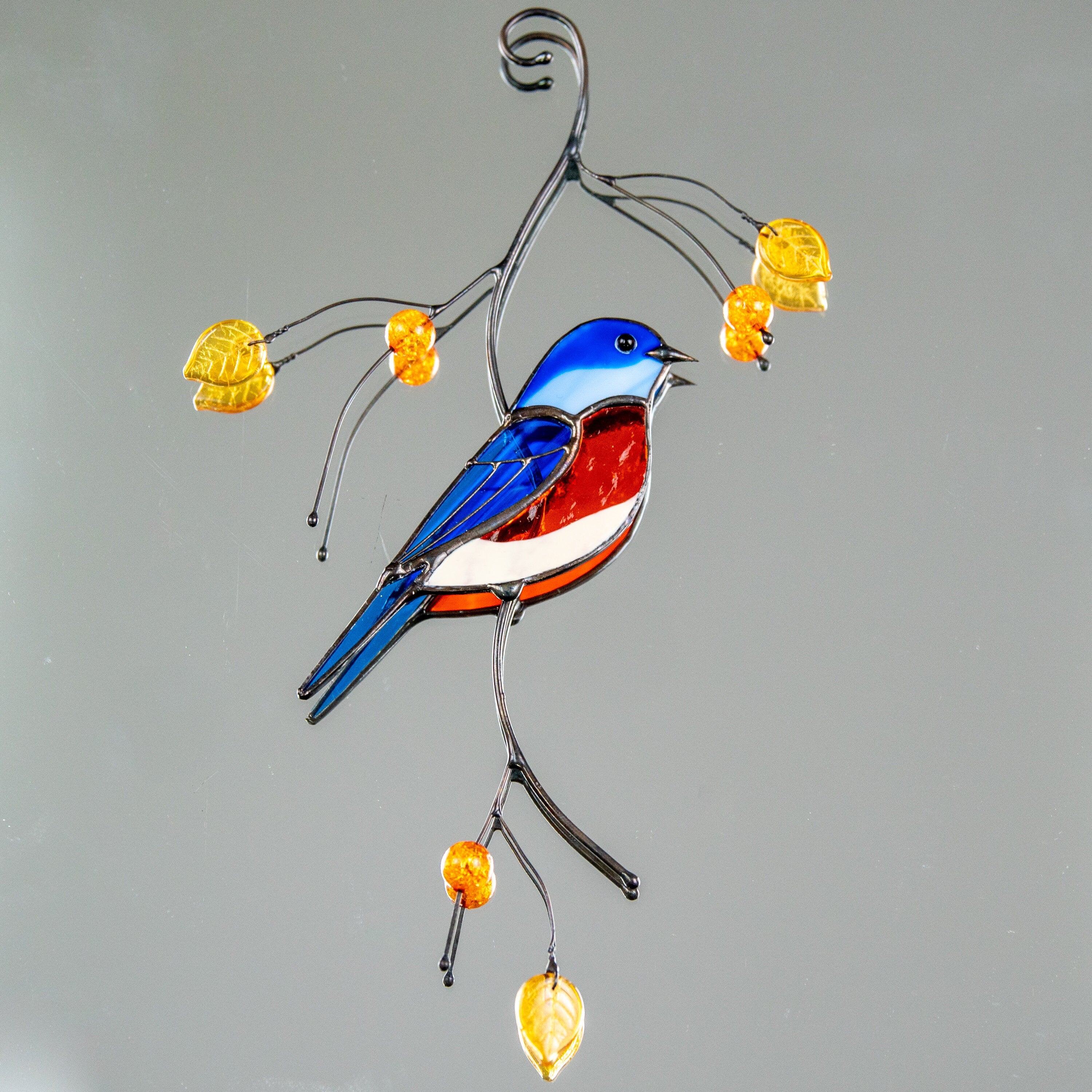 Bluebird stained glass bird suncatcher Daughter in law gift Bird love gifts stained glass window hangings Patio decor Grandparent gifts