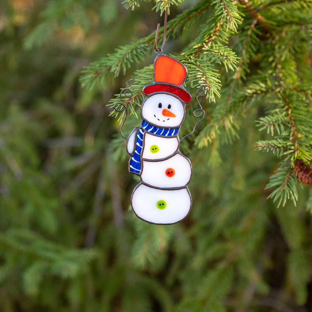Stained glass snowman ornament Christmas gifts Glass Christmas ornaments stained glass window hangings Snowman stained glass suncatcher