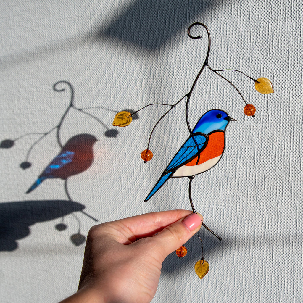 Bluebird stained glass suncatcher Mother in law gifts Bird wall art stained glass window hangings New home gift Garden decoration