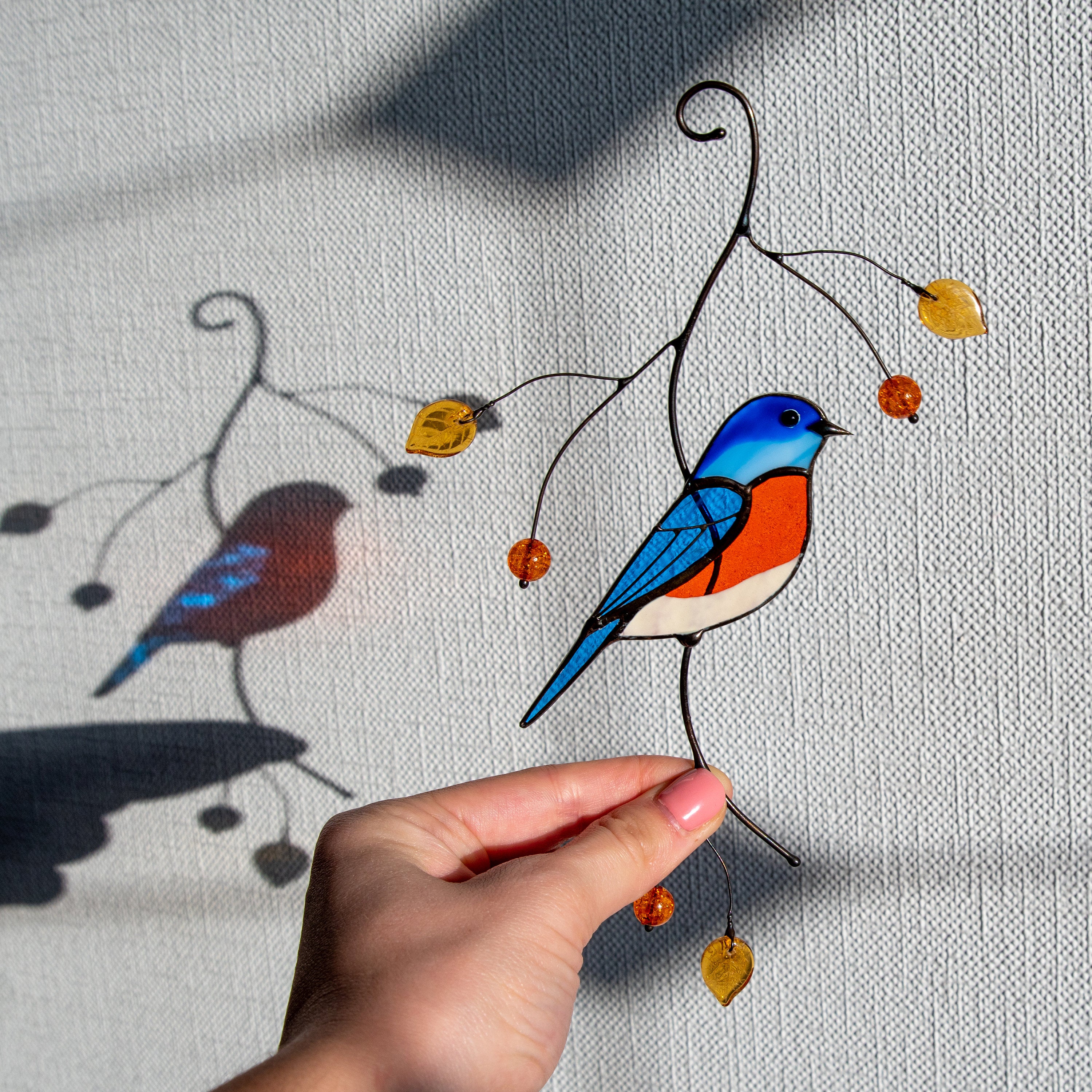 Bluebird stained glass suncatcher Mother in law gifts Bird wall art stained glass window hangings New home gift Garden decoration