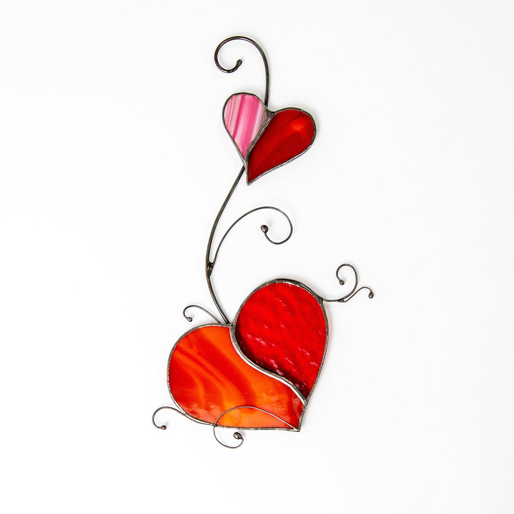 Stained glass heart Valentines Day gifts for wife Custom stained glass window hangings Romantic gifts Stained glass heart ornament