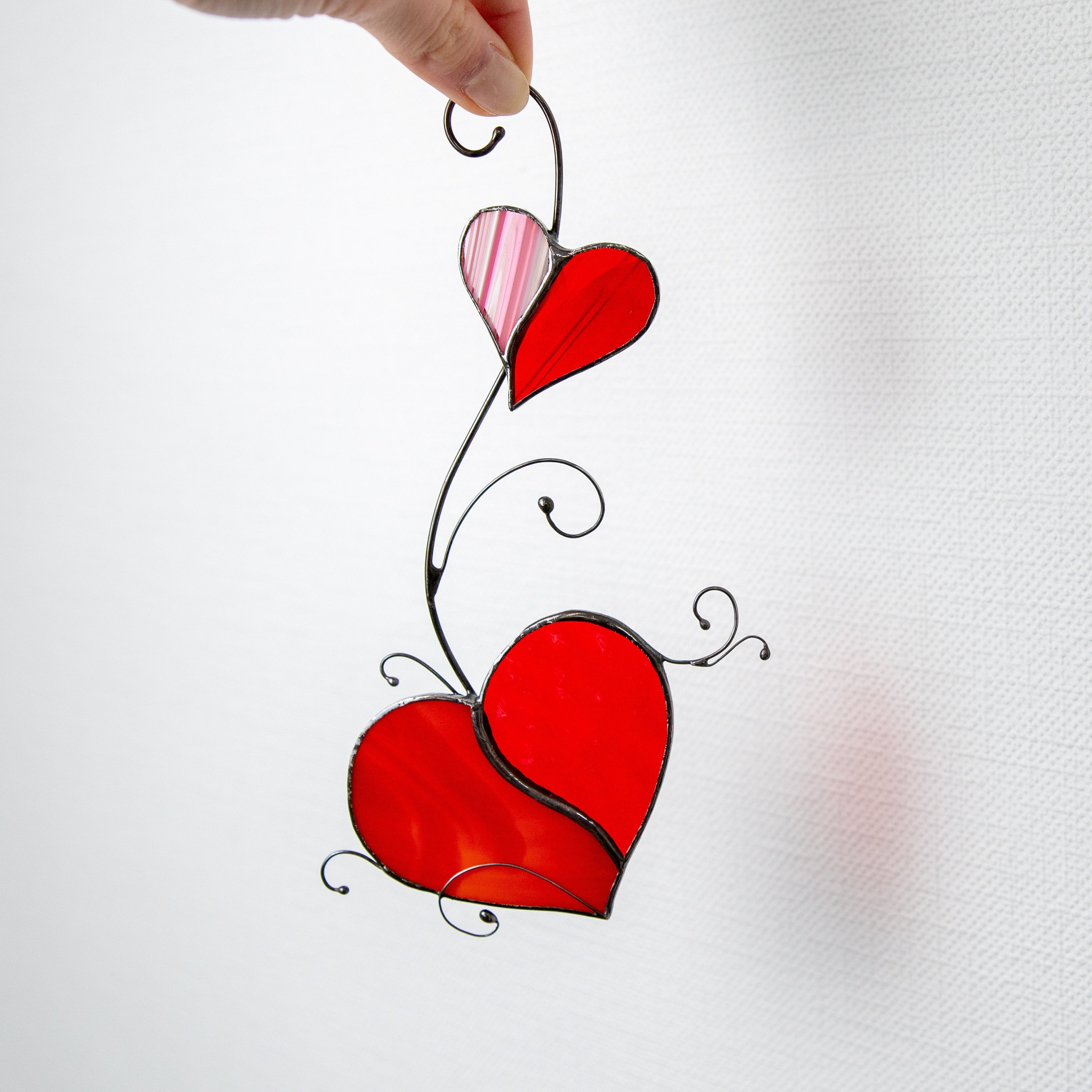 Stained glass heart Valentines Day gifts for wife Custom stained glass window hangings Romantic gifts Stained glass heart ornament
