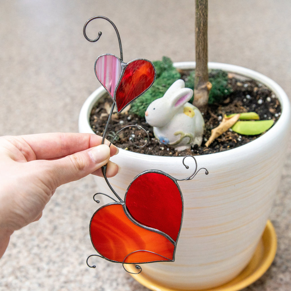 Stained glass heart Valentines Day gifts for wife Custom stained glass window hangings Romantic gifts Stained glass heart ornament