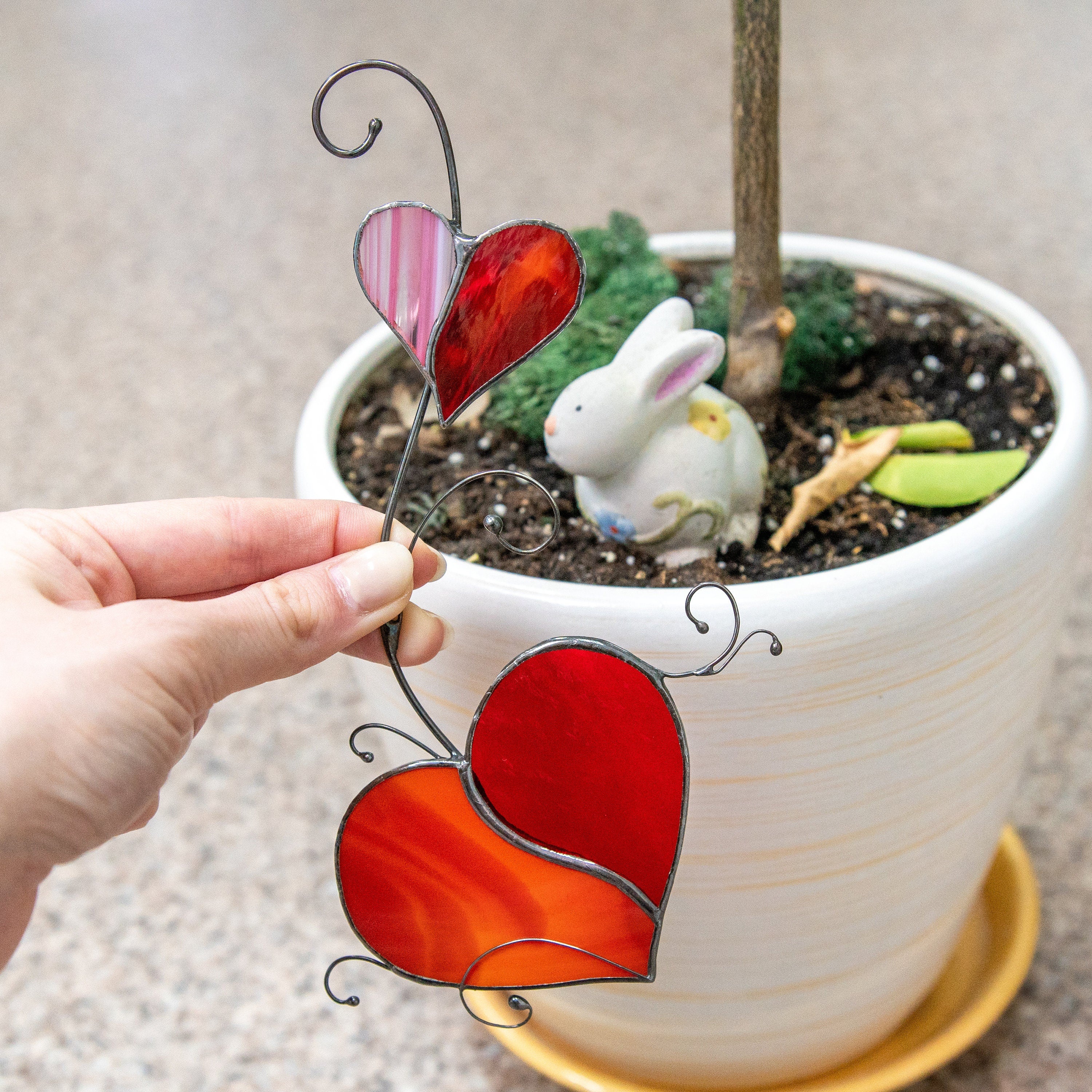 Stained glass heart Valentines Day gifts for wife Custom stained glass window hangings Romantic gifts Stained glass heart ornament