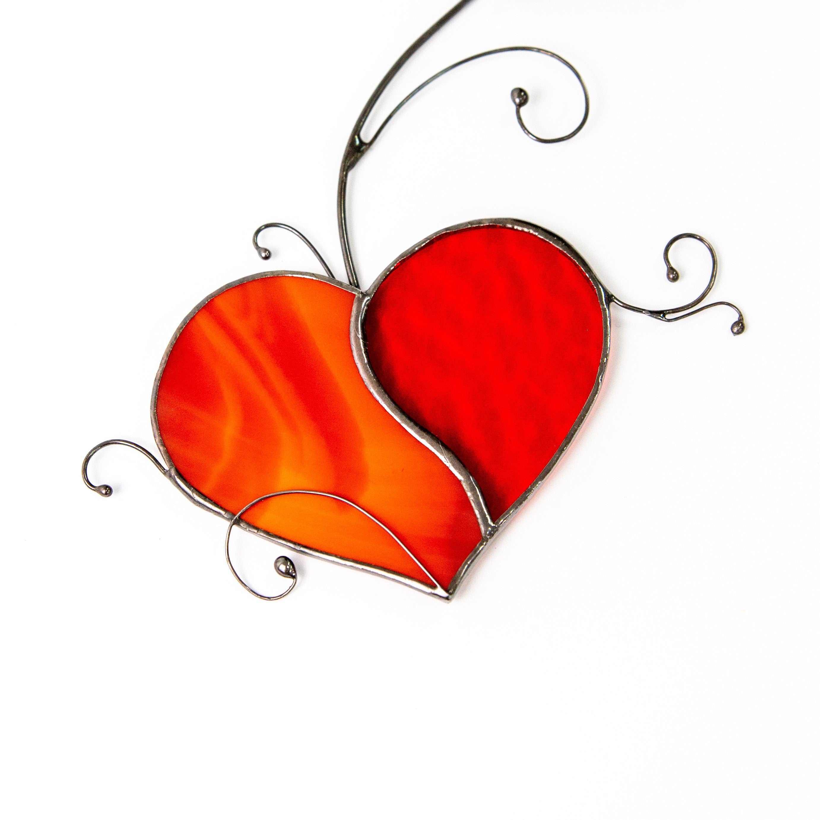 Stained glass heart Valentines Day gifts for wife Custom stained glass window hangings Romantic gifts Stained glass heart ornament