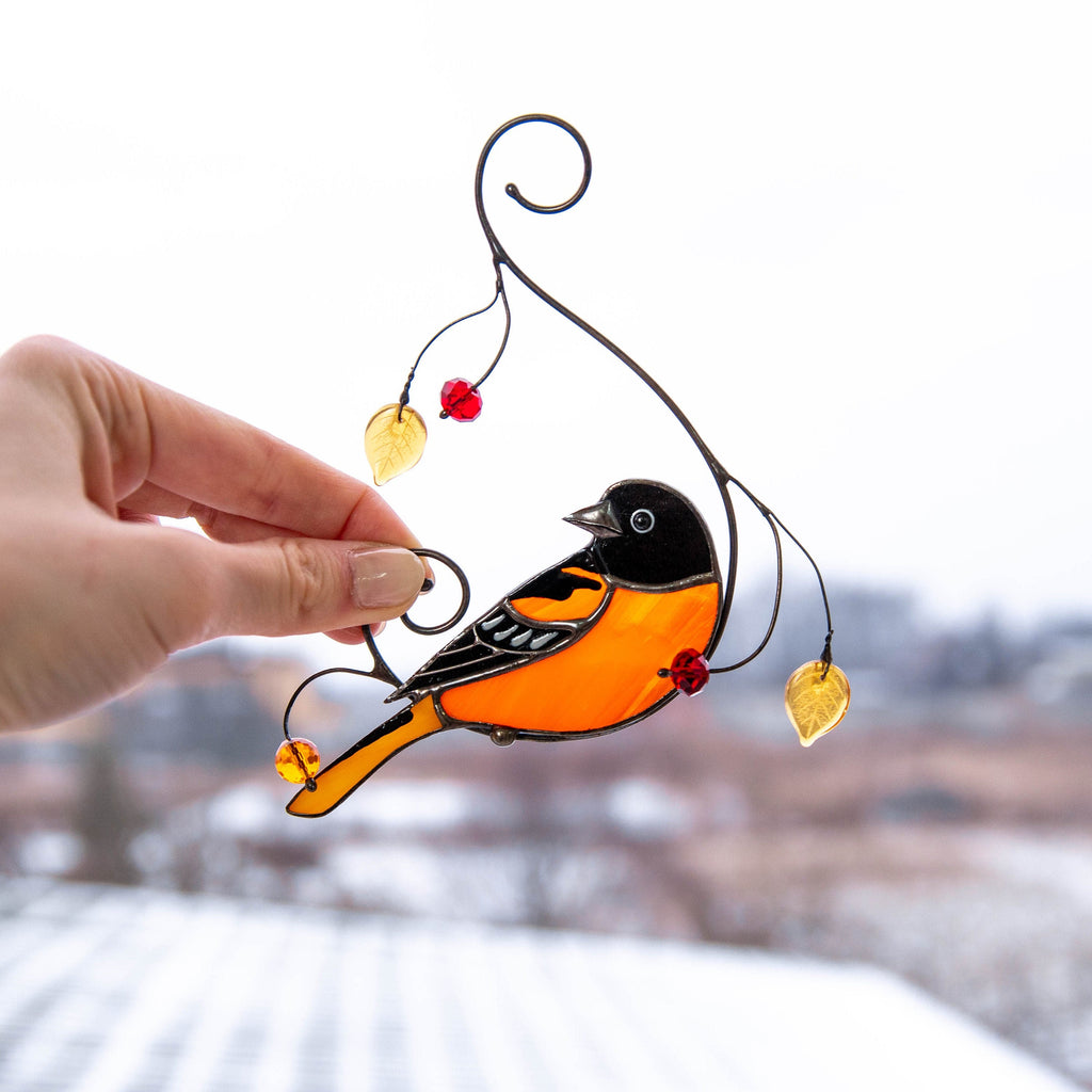 Baltimore stained glass window hangings Best dad gift Stained glass bird suncatcher Grandma ornament Patio decor