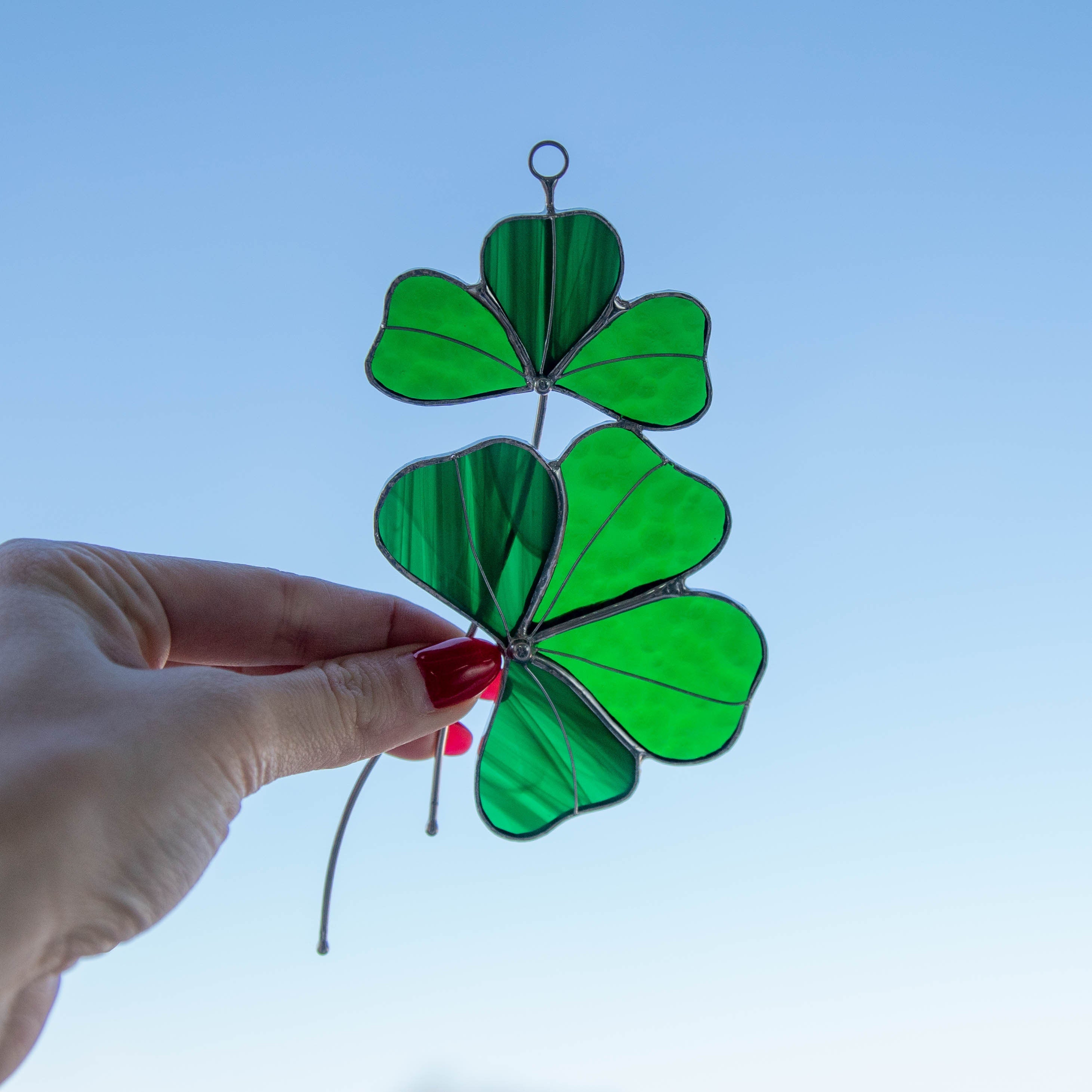 Clover stained glass suncatcher St Patricks Day Stained glass window hangings Irish gifts