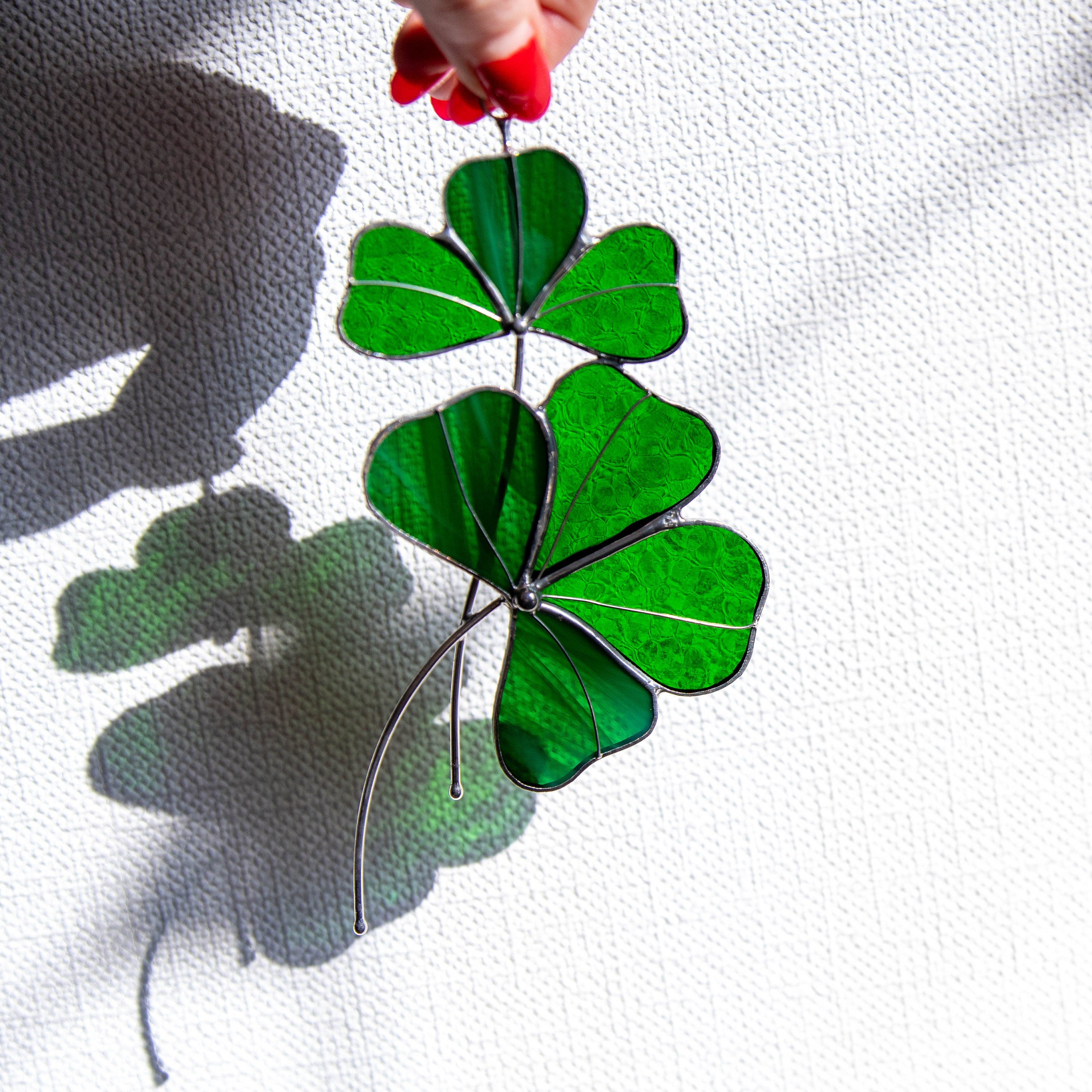 Clover stained glass suncatcher St Patricks Day Stained glass window hangings Irish gifts