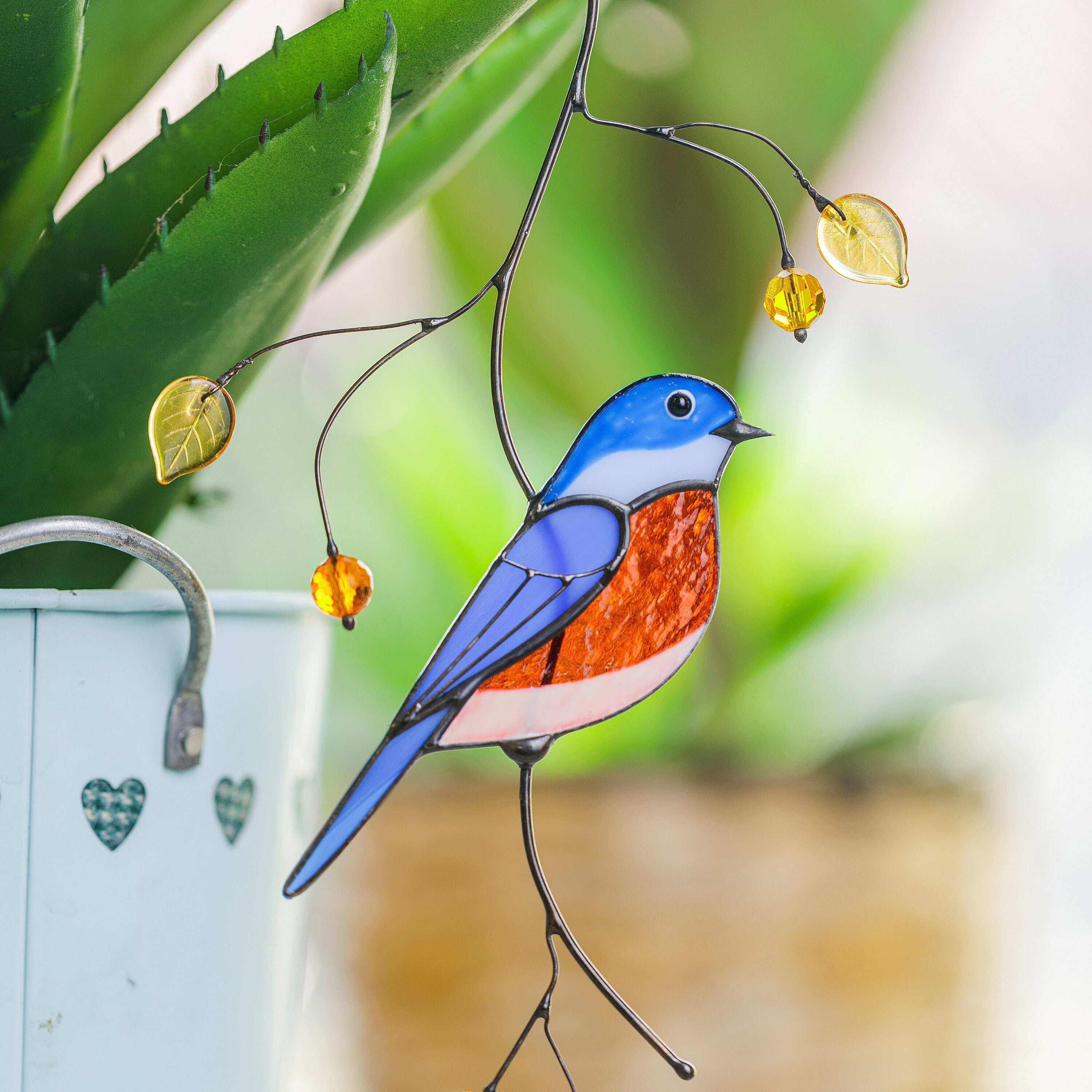 Bluebird stained glass suncatcher Mother in law gifts Bird wall art stained glass window hangings New home gift Garden decoration