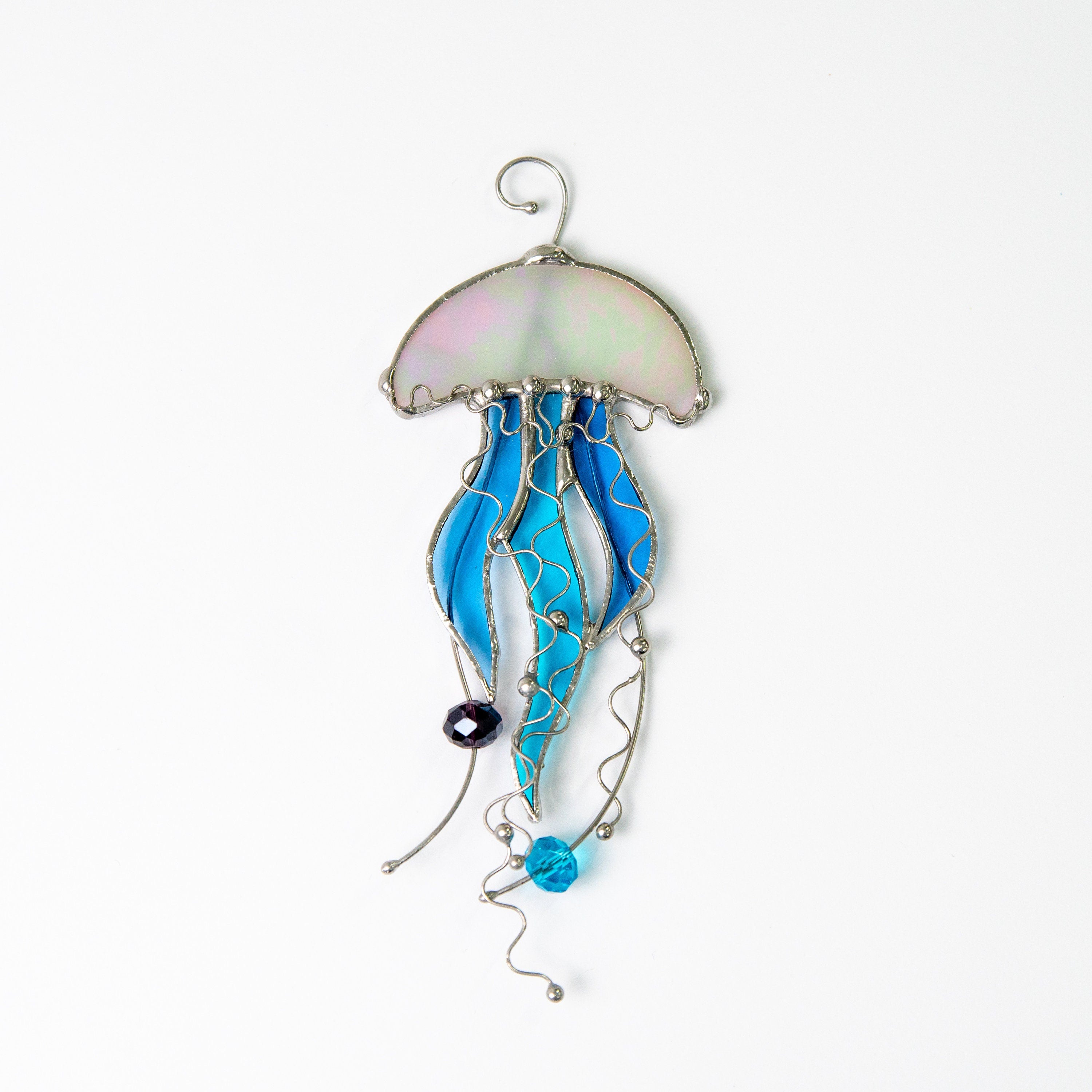 Jellyfish stained glass suncatcher First mothers day gift Beach house decor Custom stained glass window hangings