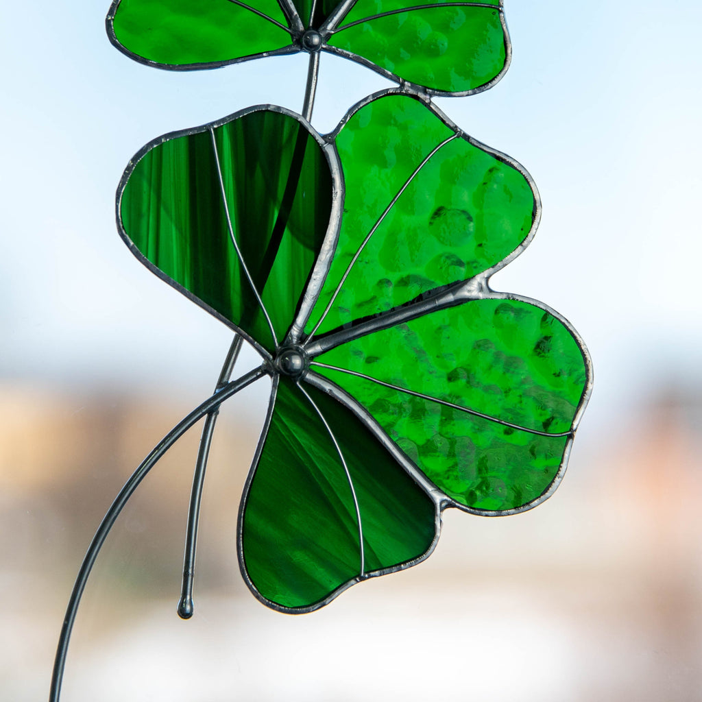 Clover stained glass suncatcher St Patricks Day Stained glass window hangings Irish gifts