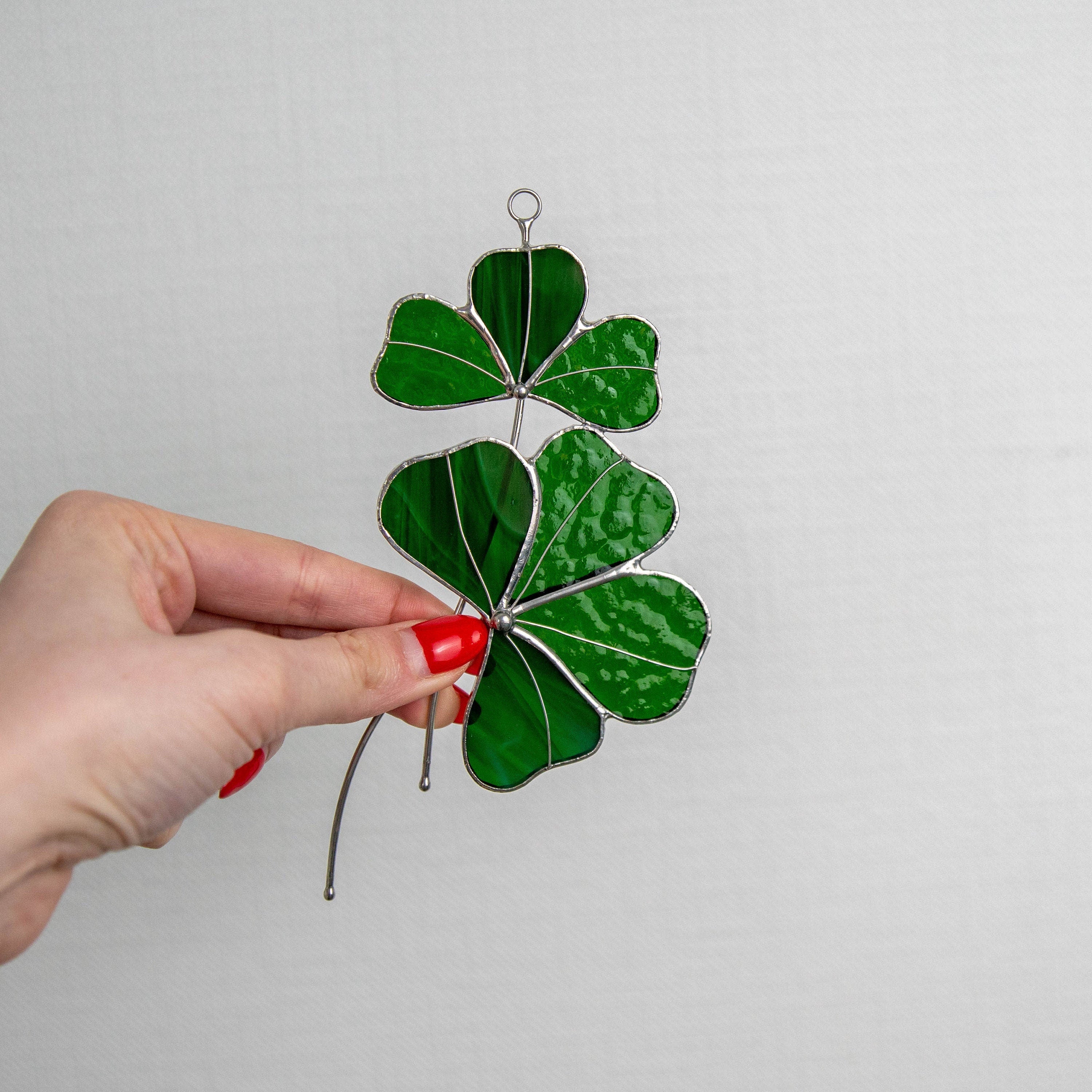 Clover stained glass suncatcher St Patricks Day Stained glass window hangings Irish gifts