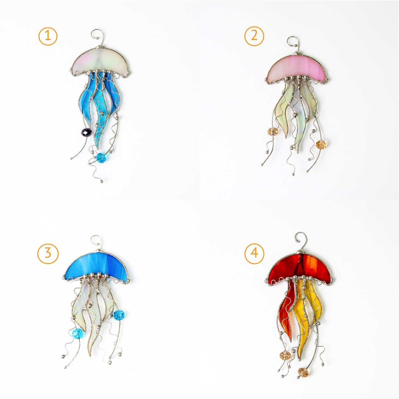 Jellyfish stained glass suncatcher First mothers day gift Beach house decor Custom stained glass window hangings
