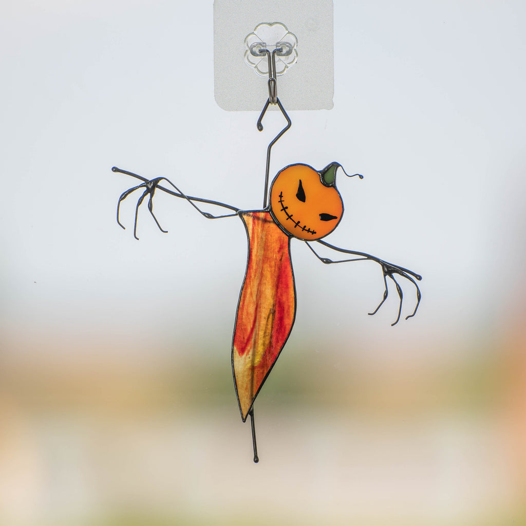 Halloween suncatcher Scarecrow Halloween gifts Custom stained glass window hangings Halloween decor indoor Haunted items