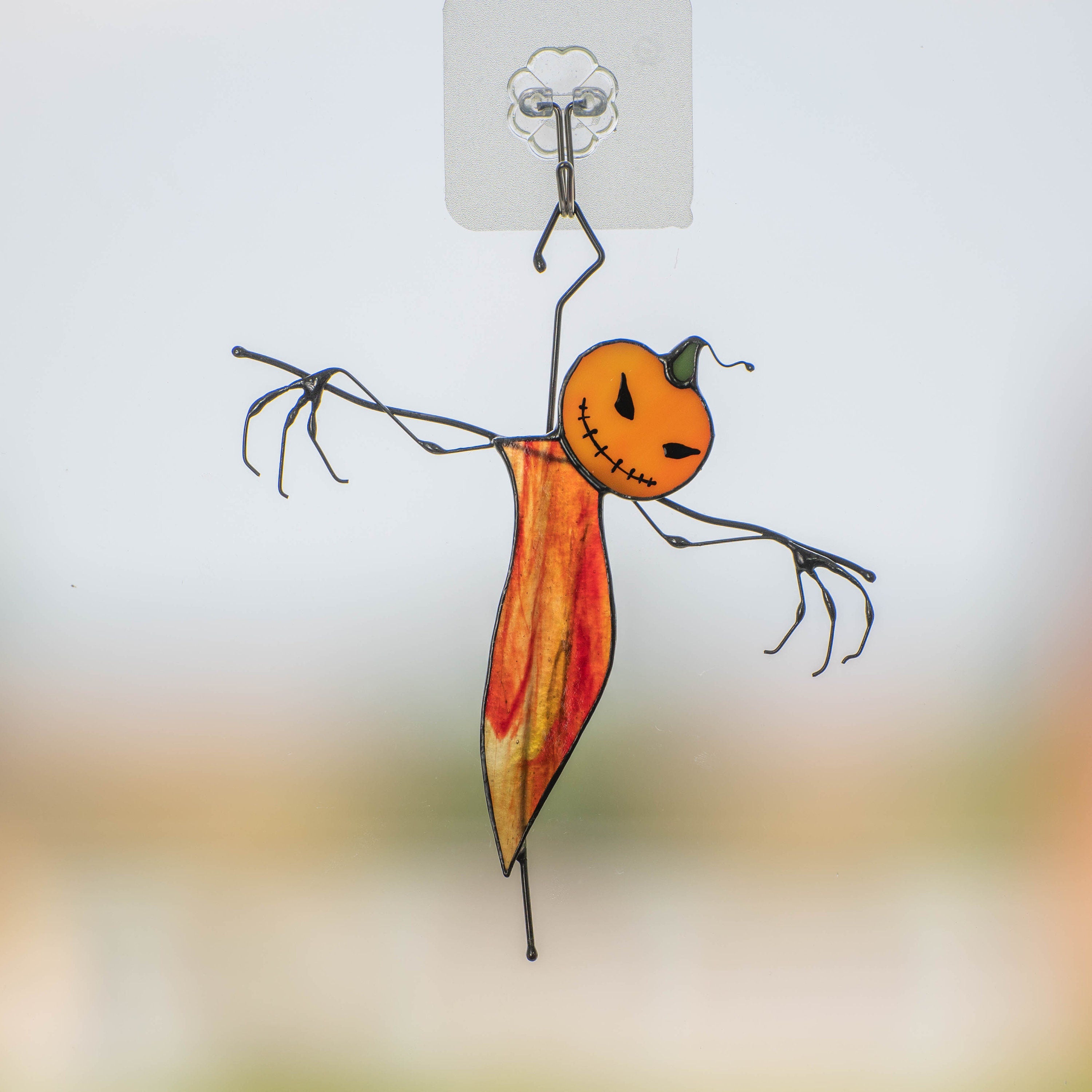 Halloween suncatcher Scarecrow Halloween gifts Custom stained glass window hangings Halloween decor indoor Haunted items