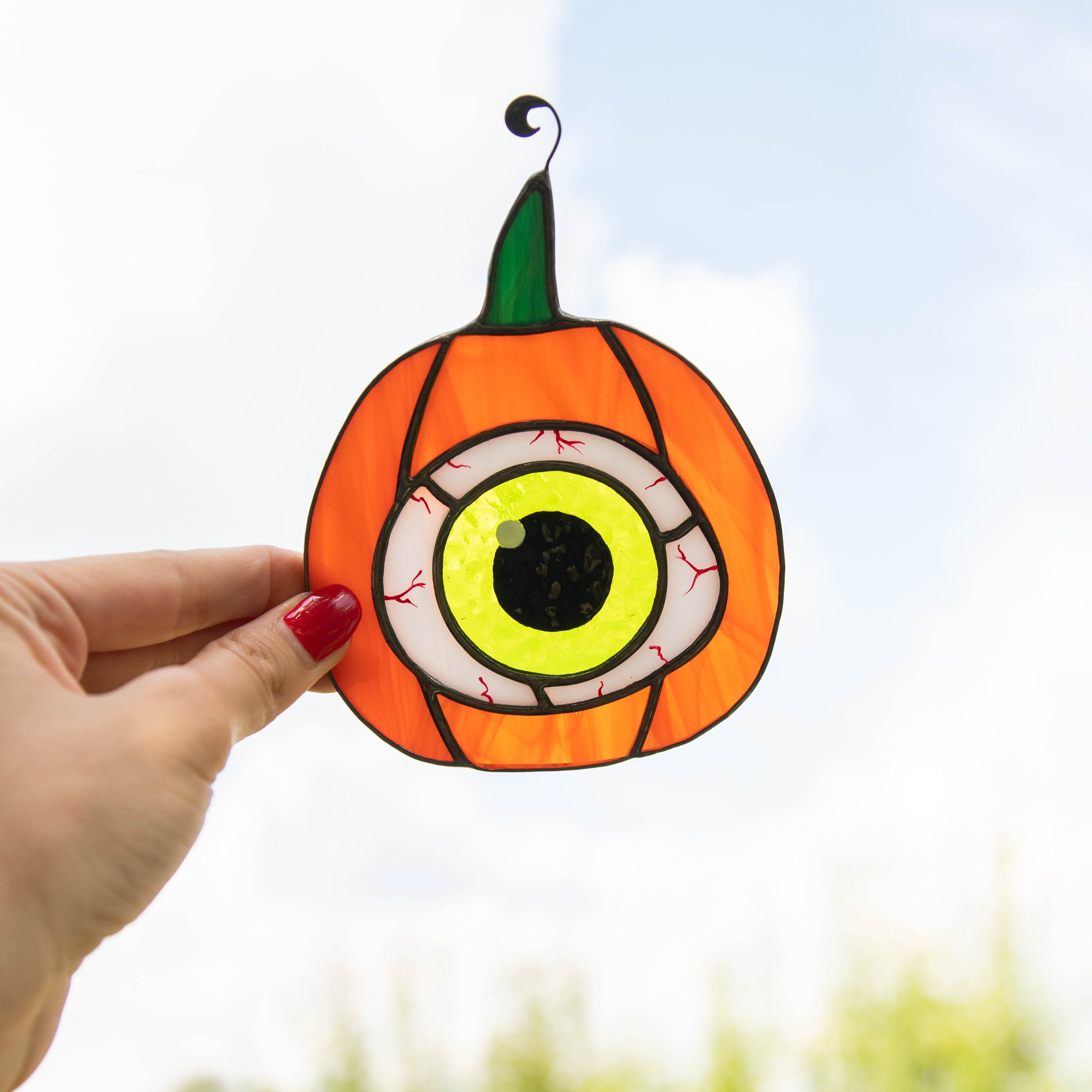Halloween pumpkin stained glass window hangings Halloween gifts Pumpkin decor stained glass Halloween suncatcher Spooky season