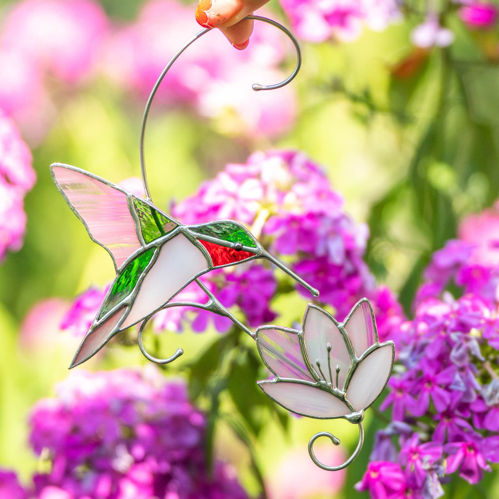 Hummingbird stained glass window hangings Best gift for mom Custom stained glass hummingbird suncatcher Bird stained glass window