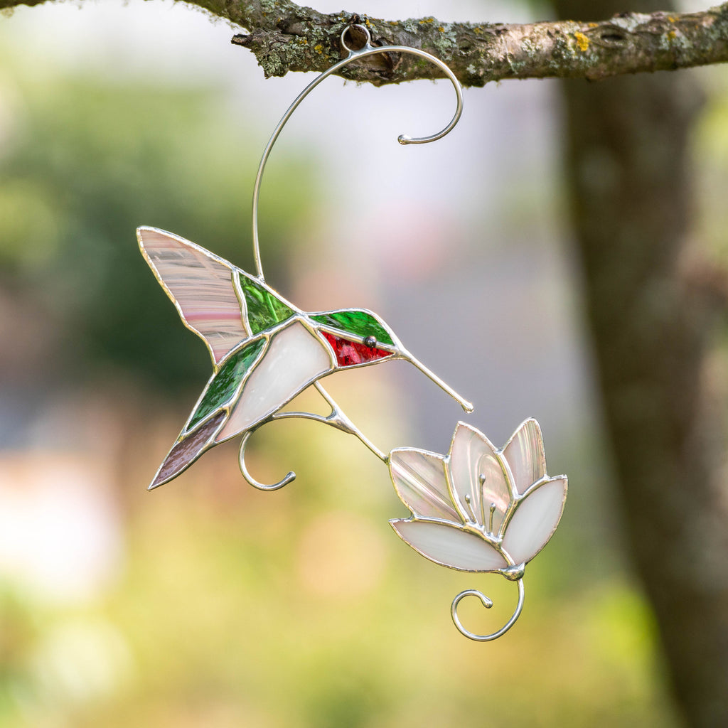 Hummingbird stained glass window hangings Best gift for mom Custom stained glass hummingbird suncatcher Bird stained glass window