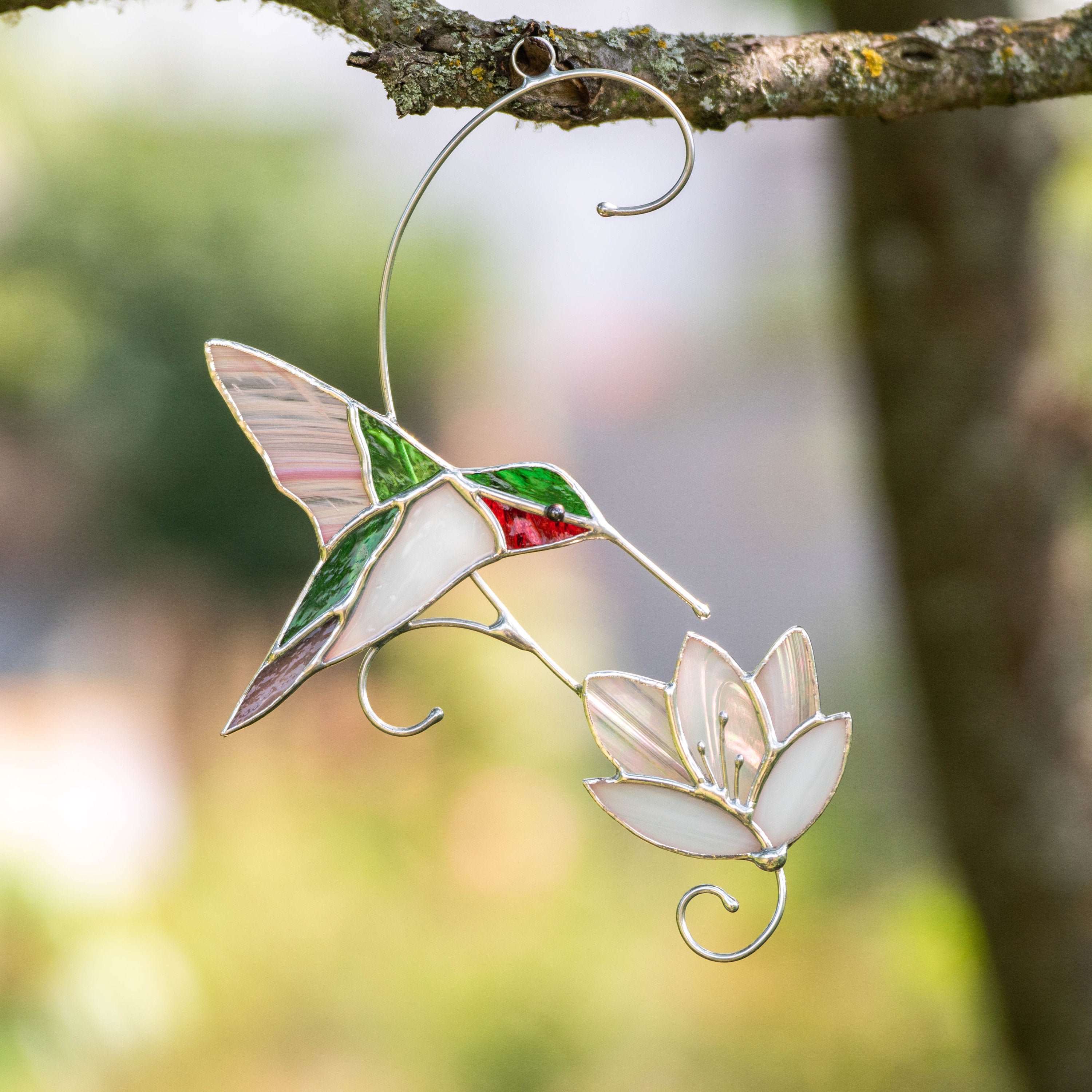 Hummingbird stained glass window hangings Best gift for mom Custom stained glass hummingbird suncatcher Bird stained glass window