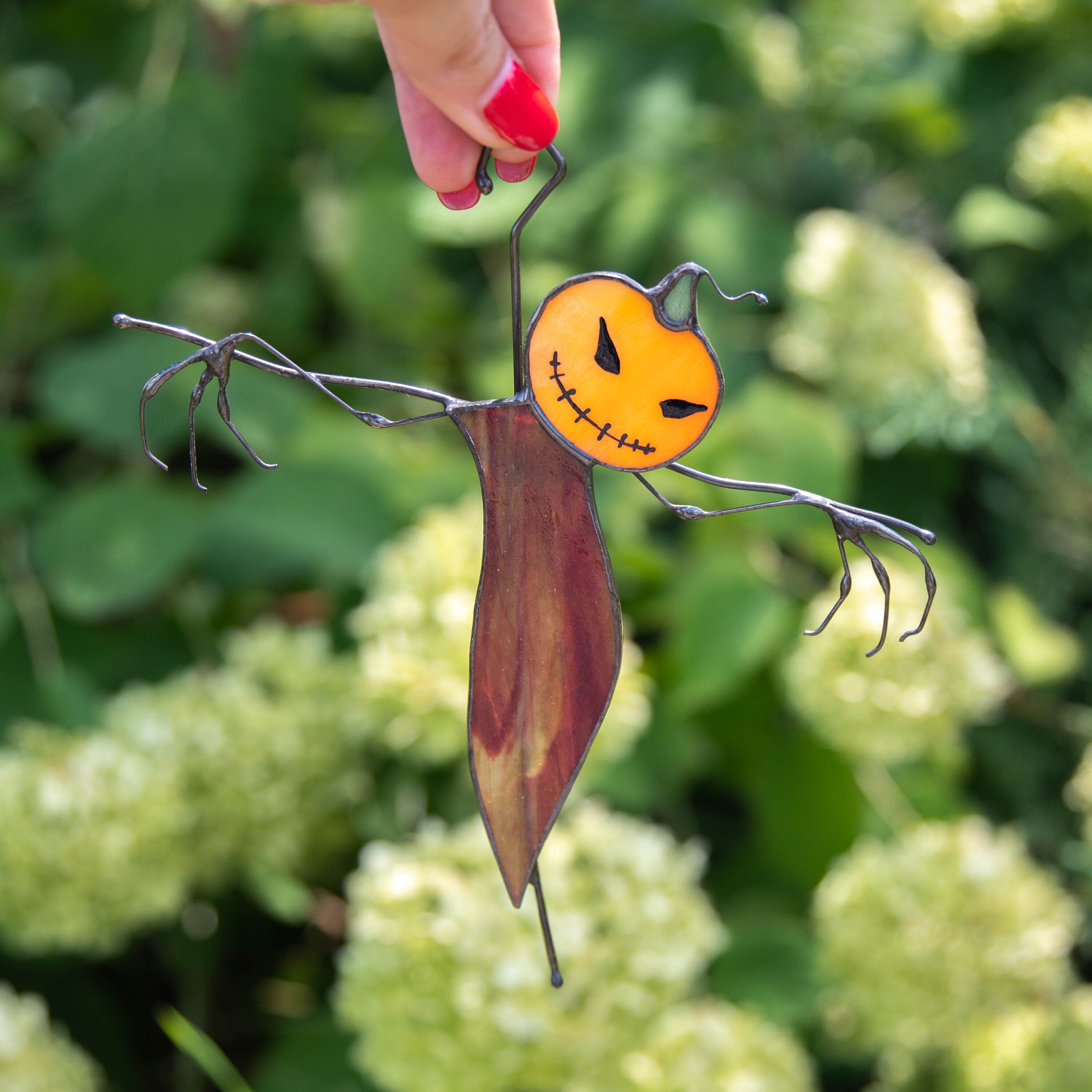 Halloween suncatcher Scarecrow Halloween gifts Custom stained glass window hangings Halloween decor indoor Haunted items