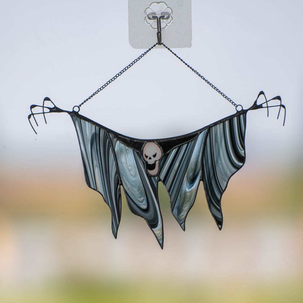 Halloween stained glass window hangings Horror decor Grim reaper stained glass suncatcher Halloween gift