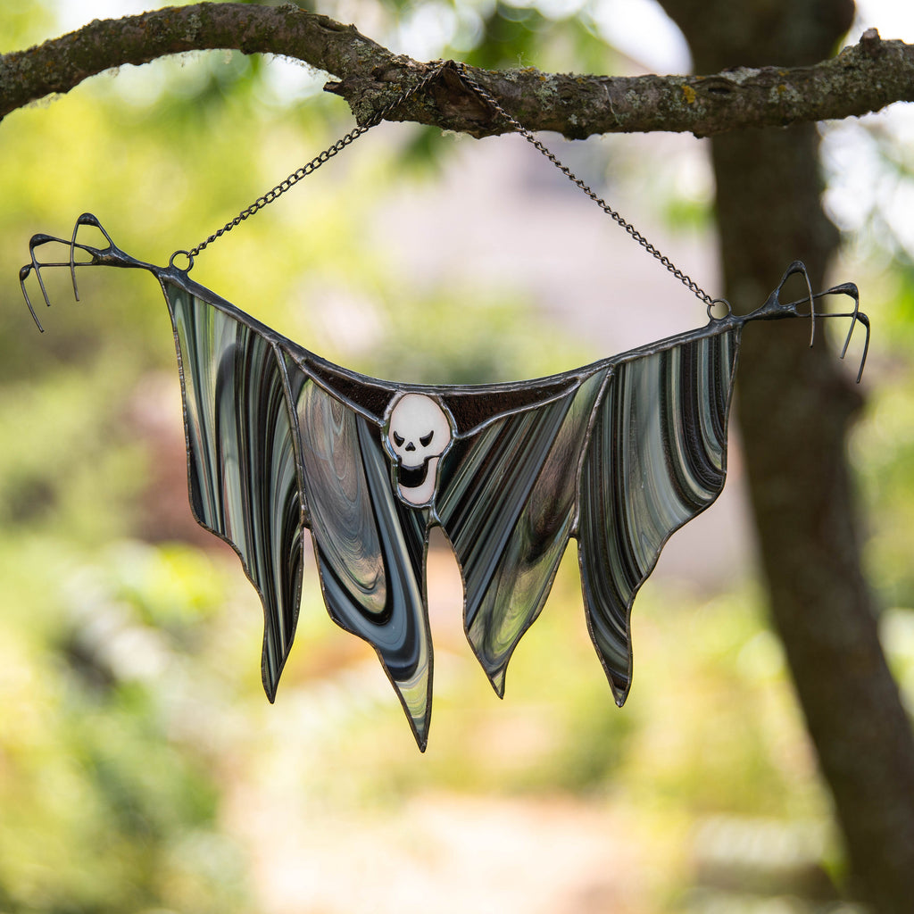 Halloween stained glass window hangings Horror decor Grim reaper stained glass suncatcher Halloween gift