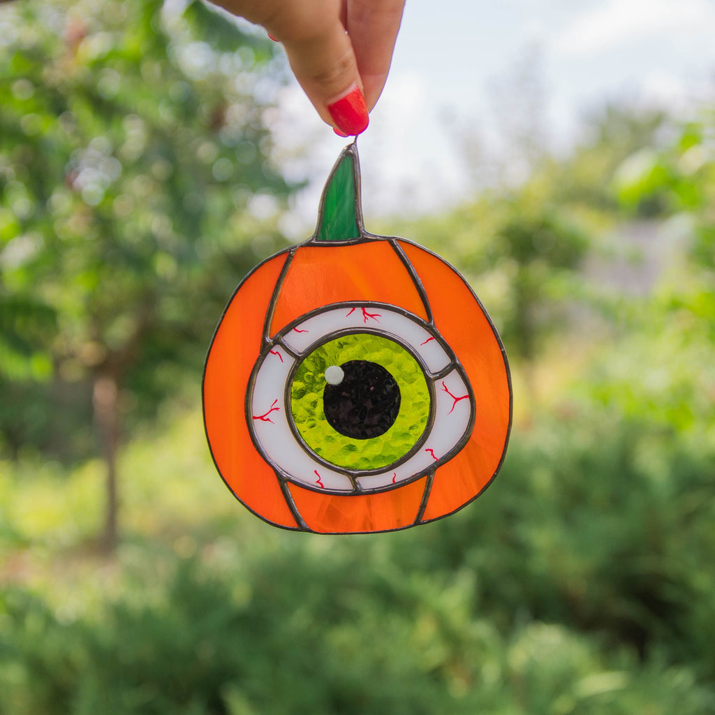 Halloween pumpkin stained glass window hangings Halloween gifts Pumpkin decor stained glass Halloween suncatcher Spooky season