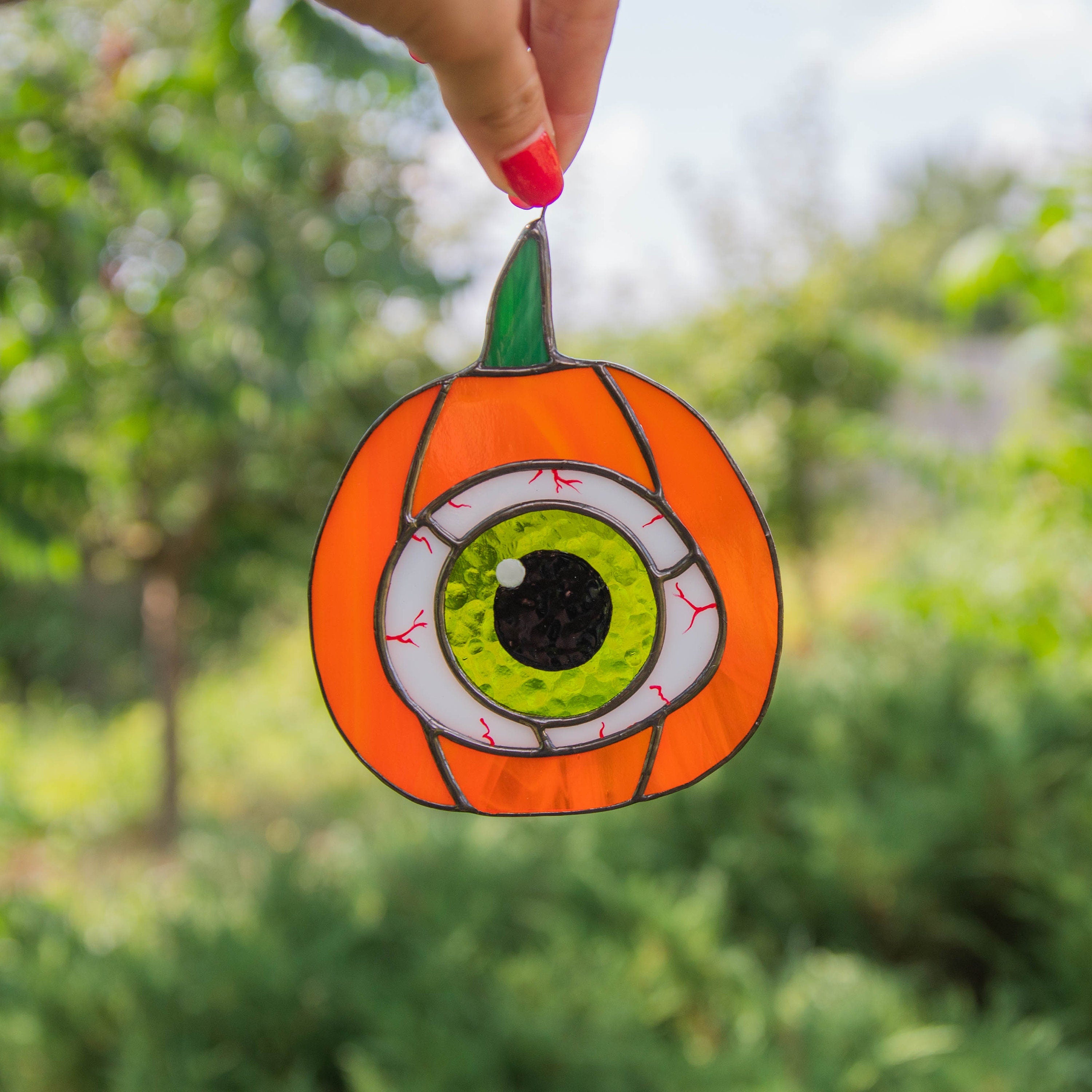Halloween pumpkin stained glass window hangings Halloween gifts Pumpkin decor stained glass Halloween suncatcher Spooky season