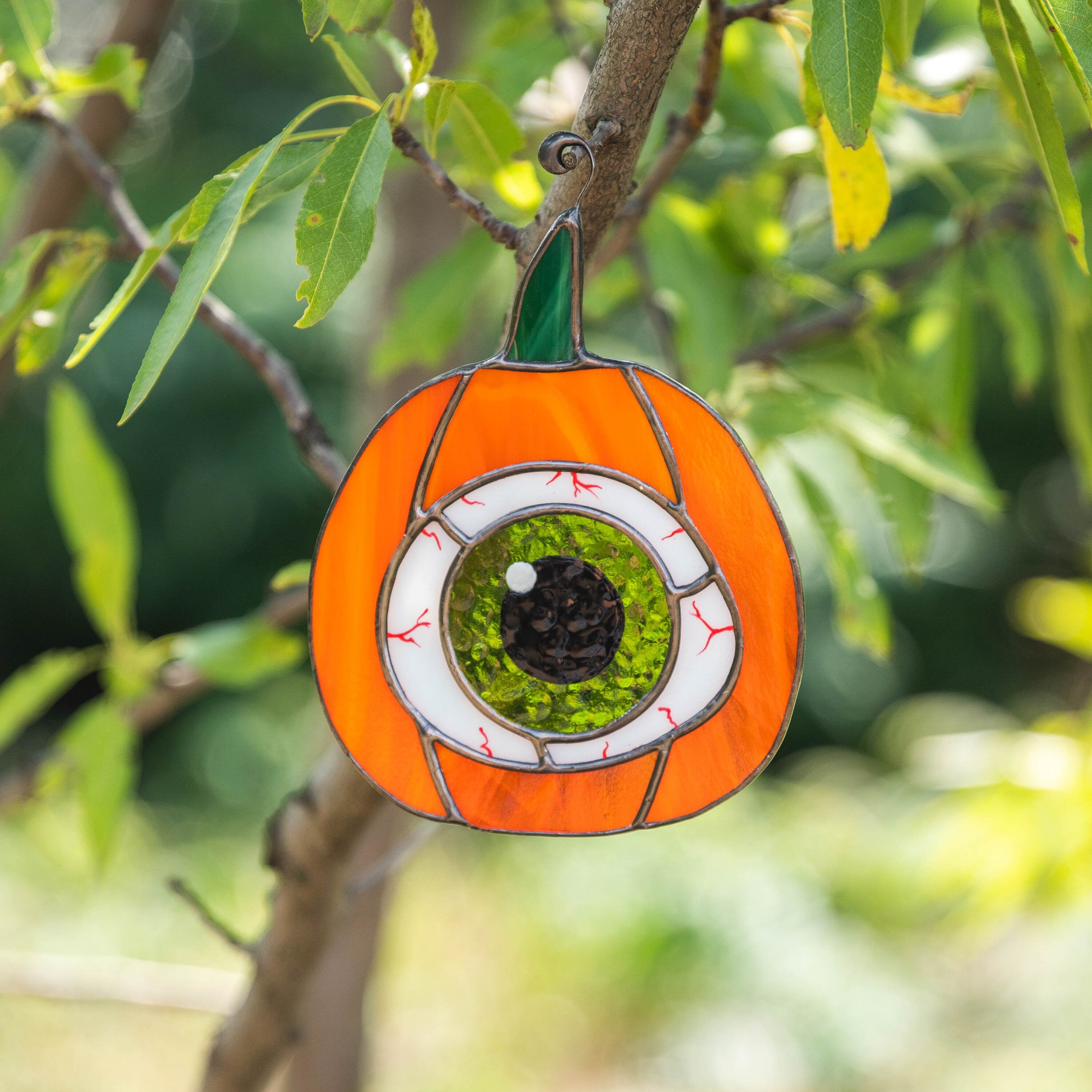 Halloween pumpkin stained glass window hangings Halloween gifts Pumpkin decor stained glass Halloween suncatcher Spooky season