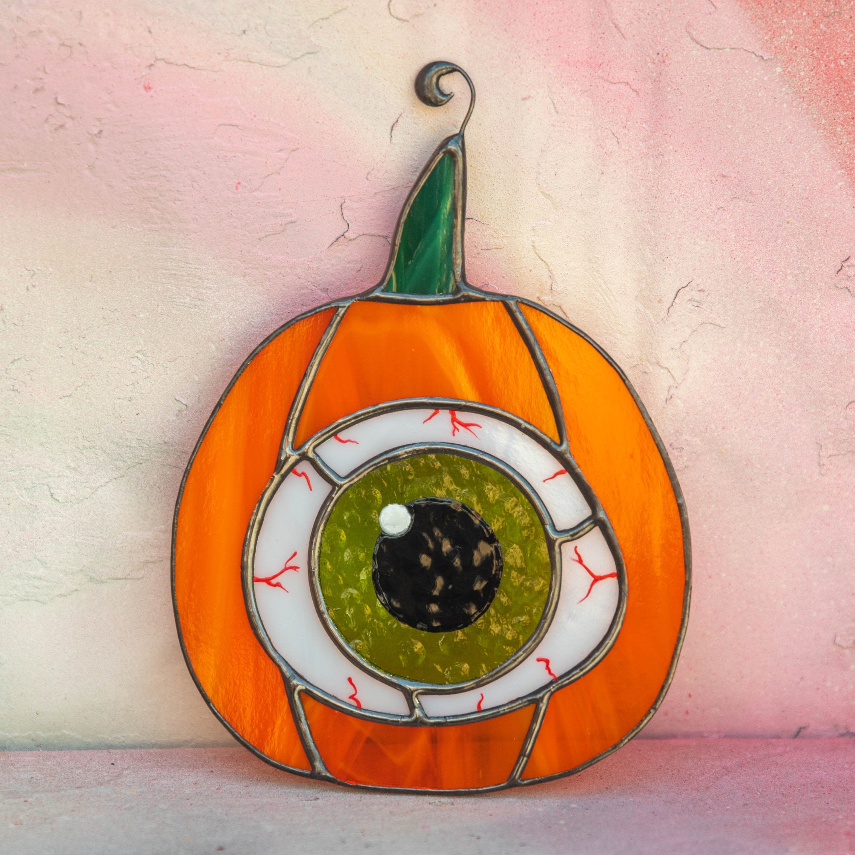 Halloween pumpkin stained glass window hangings Halloween gifts Pumpkin decor stained glass Halloween suncatcher Spooky season