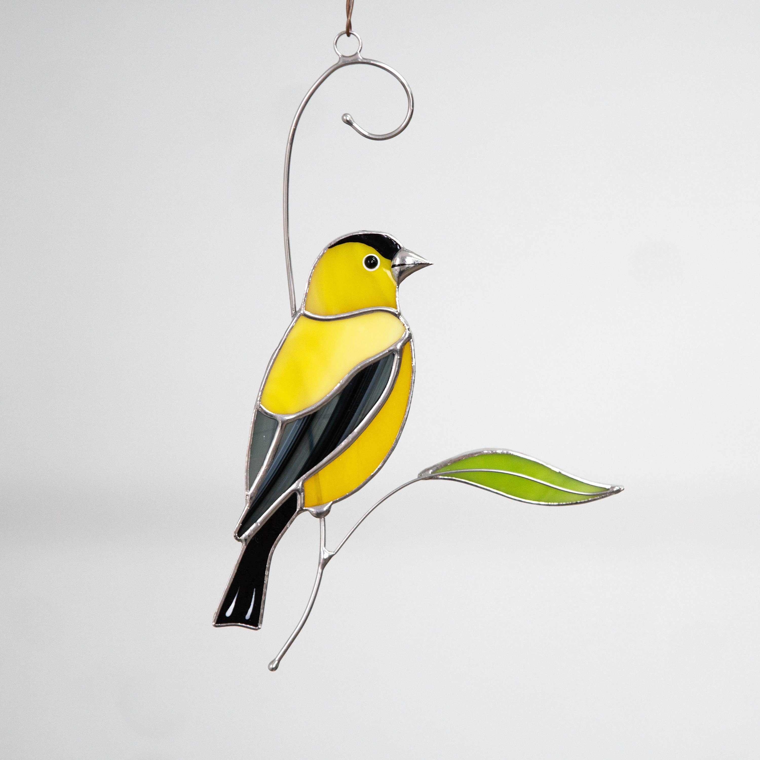 Goldfinch stained glass window hangings Unique gift for mom Custom stained glass bird art Bird lover gifts
