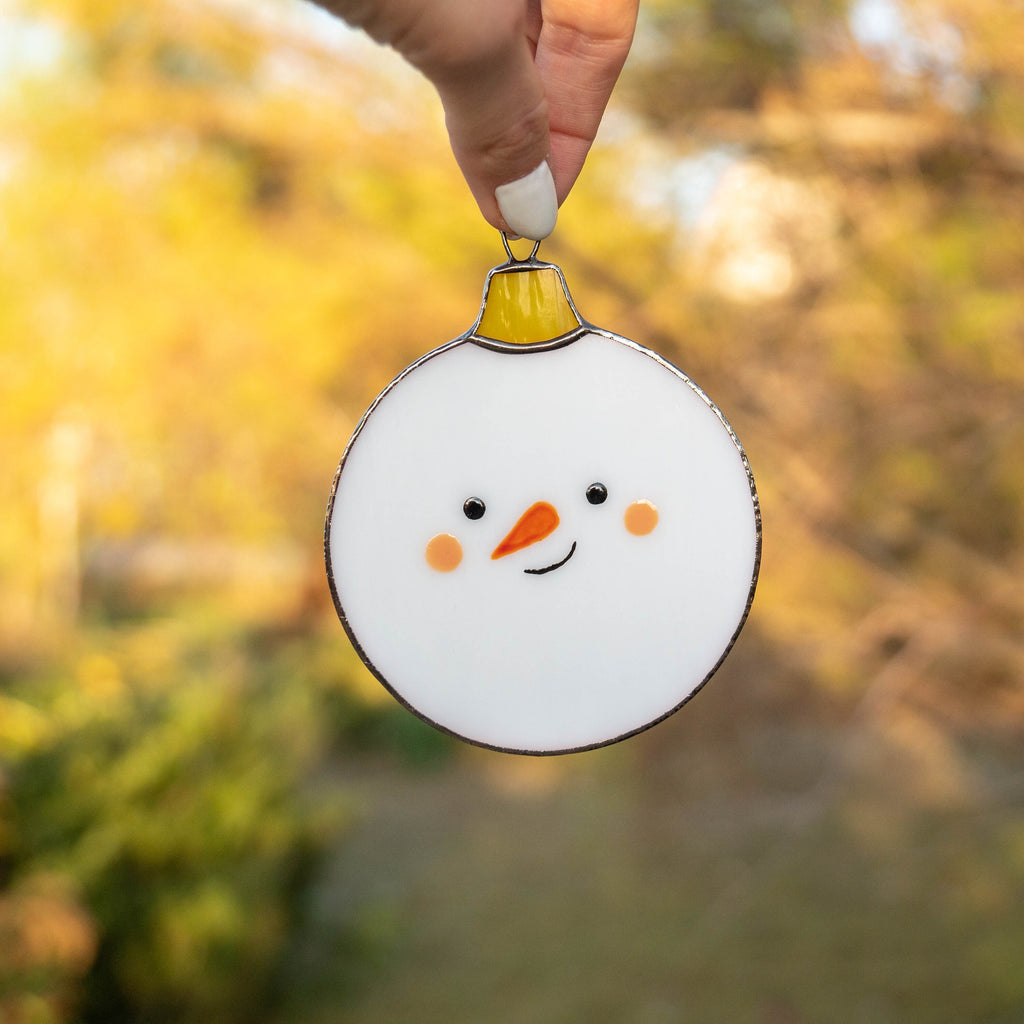 Snowman stained glass Christmas ornaments Grandparents Christmas gift Snowman ornament stained glass window hangings Winter art