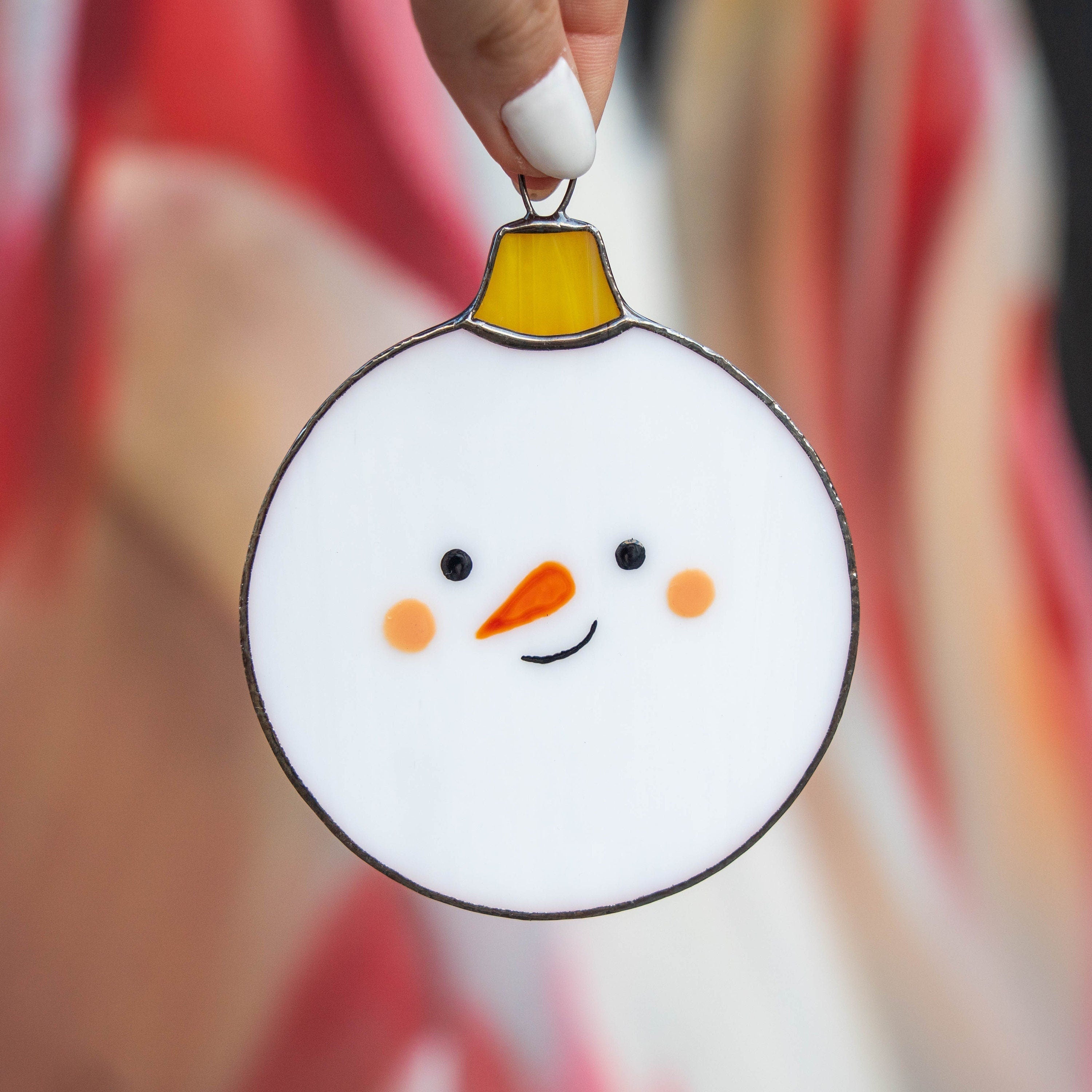 Snowman stained glass Christmas ornaments Grandparents Christmas gift Snowman ornament stained glass window hangings Winter art