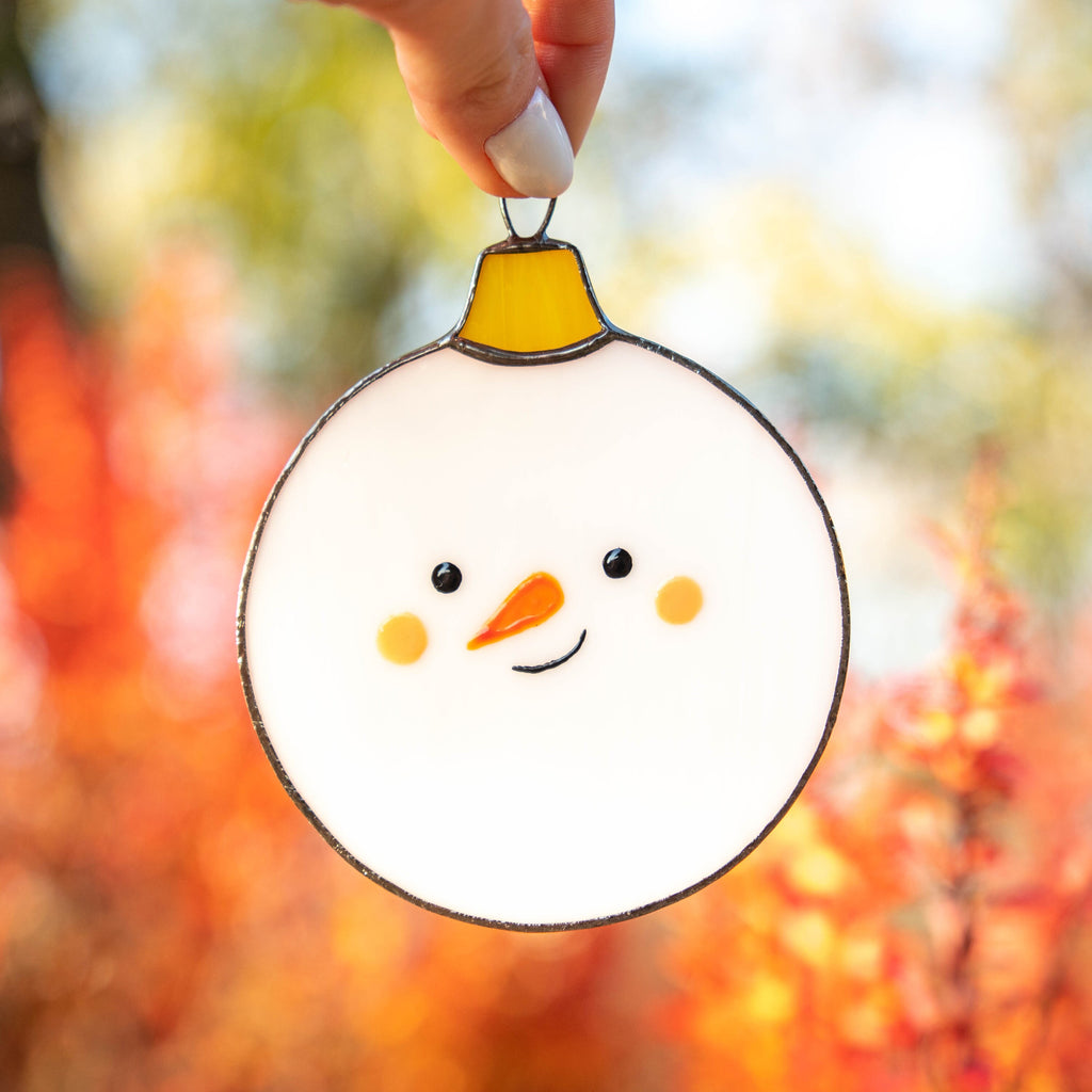 Snowman stained glass Christmas ornaments Grandparents Christmas gift Snowman ornament stained glass window hangings Winter art