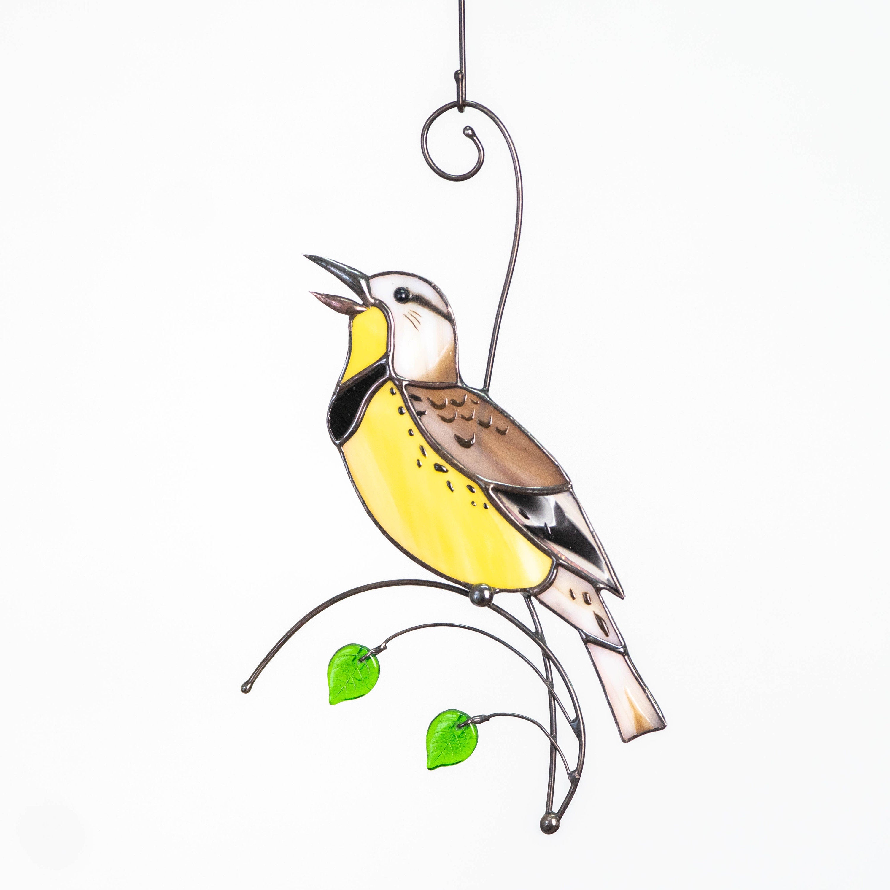 Western meadowlark stained glass suncatcher House warming gifts new home Bird stained glass window hangings Great grandma gift