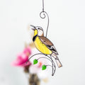 Western meadowlark stained glass suncatcher House warming gifts new home Bird stained glass window hangings Great grandma gift