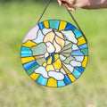 Angel stained glass window panel Ukrainian gifts Baptism gift New baby gift Guardian angel stained glass window hangings Nursery decor