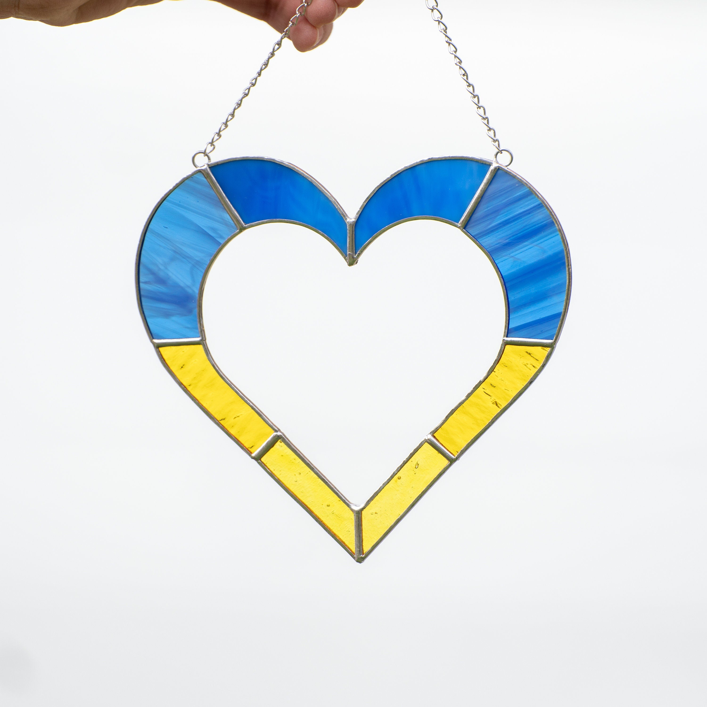 Ukrainian stained glass window hangings Ukrainian gifts Stained glass heart suncatcher Custom stained glass decor Thank you gift