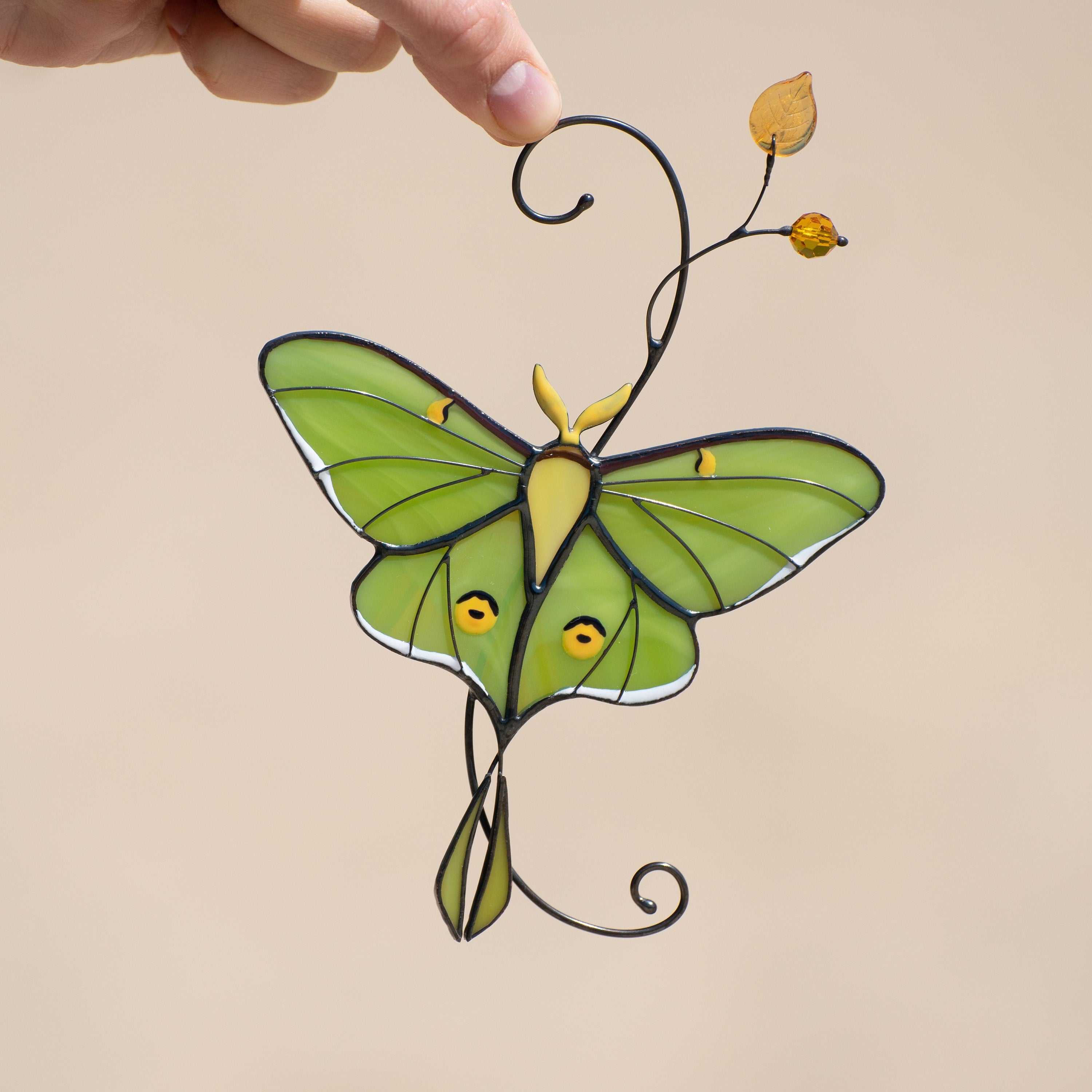 Luna moth stained glass window hangings Best gift for mom Custom stained glass butterfly suncatcher Mothers day gift