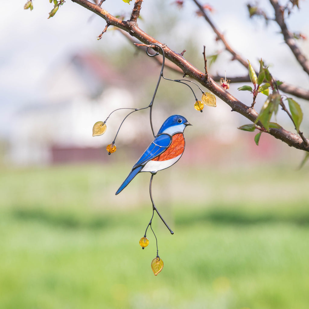 Bluebird stained glass suncatcher Mother in law gifts Bird wall art stained glass window hangings New home gift Garden decoration